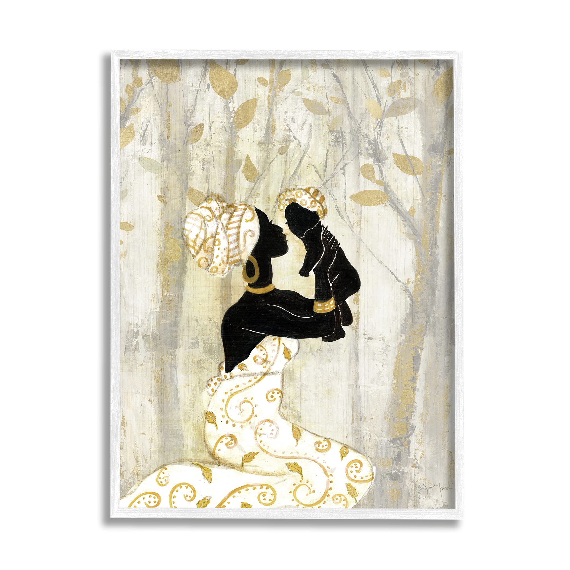 Stupell Industries Framed Wall Art - 16x20 Inch Neutral Tree Forest Painting of Woman Holding Baby in White & Gold Frame | Modern Minimalist Nursery Decor, Gender Neutral Home Decor | Perfect for Baby Showers, New Parent Gifts, Living Room & Bedroom Accent | Great Housewarming Present for Nurseries, Living Rooms, Bedrooms & Home Offices | Thoughtful Gift for Modern Homes & Minimalist Spaces | Use in Nursery Decor, Living Room Wall Art, Bedroom Accent or Home Office Decoration