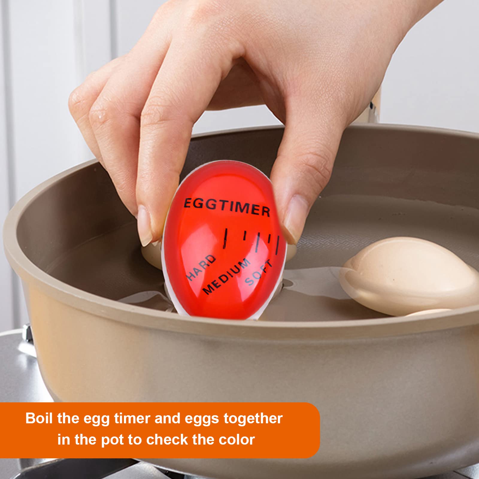 4-Piece Egg Timer Set for Soft, Medium & Hard Boiled Eggs - Reusable Color Changing Kitchen Tool, Durable & Non-Toxic (Red) - Perfect for Breakfast, Meal Prep & Cooking Enthusiasts