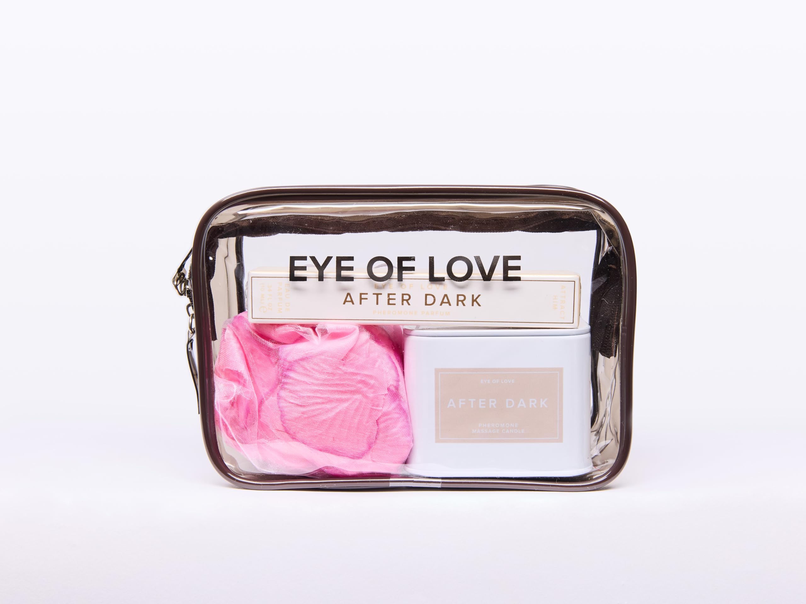Love in Travel Kit - Romantic Pheromone Perfume & Scented Candle Gift Set with Rose Petals in Portable Travel Bag | Perfect for Date Nights, Anniversaries & Couples Getaways