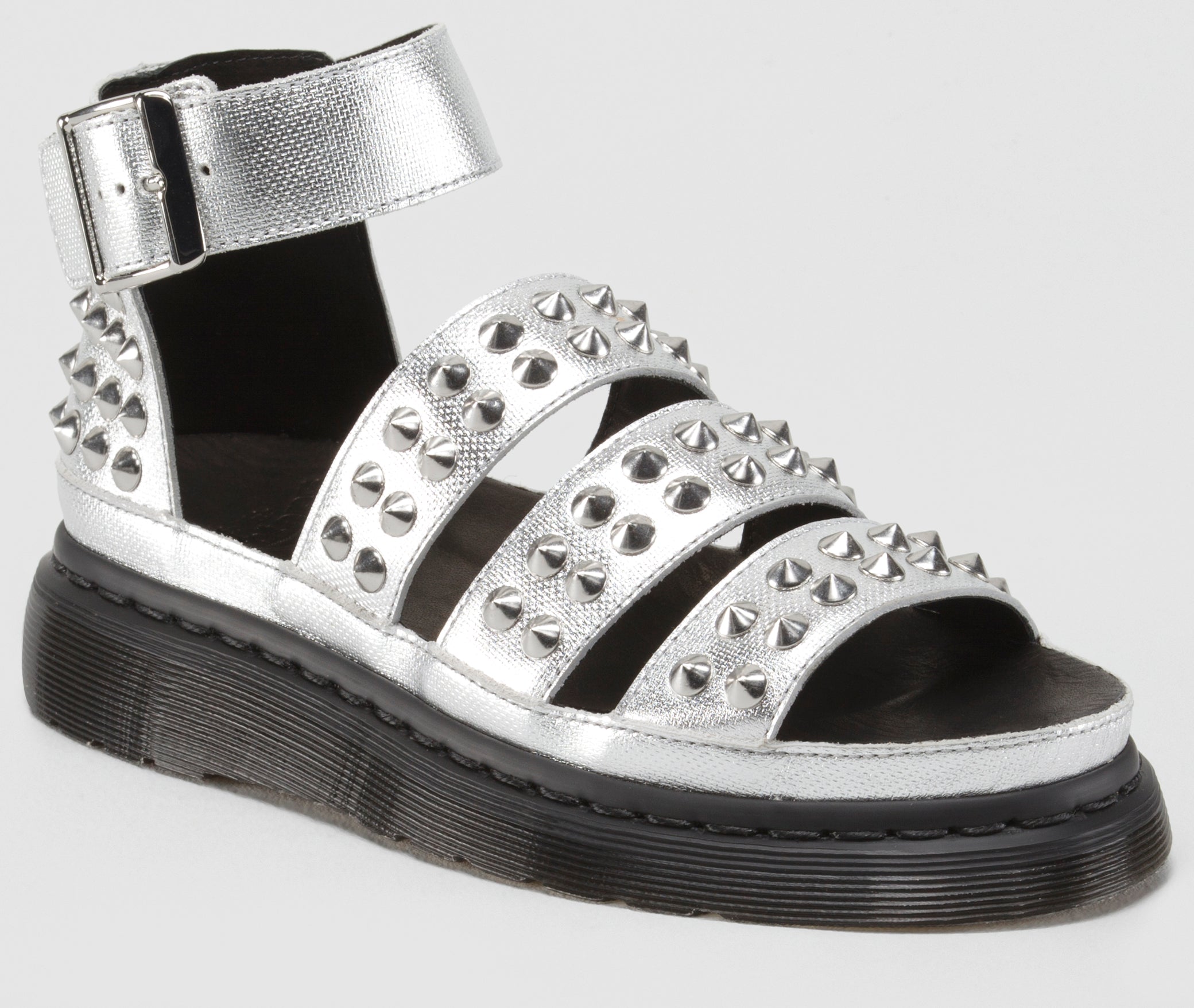 LIZA Silver Studded Sandals for Women - Stylish Comfortable Summer Beach Shoes - Perfect for Casual Outings, Vacations & Parties