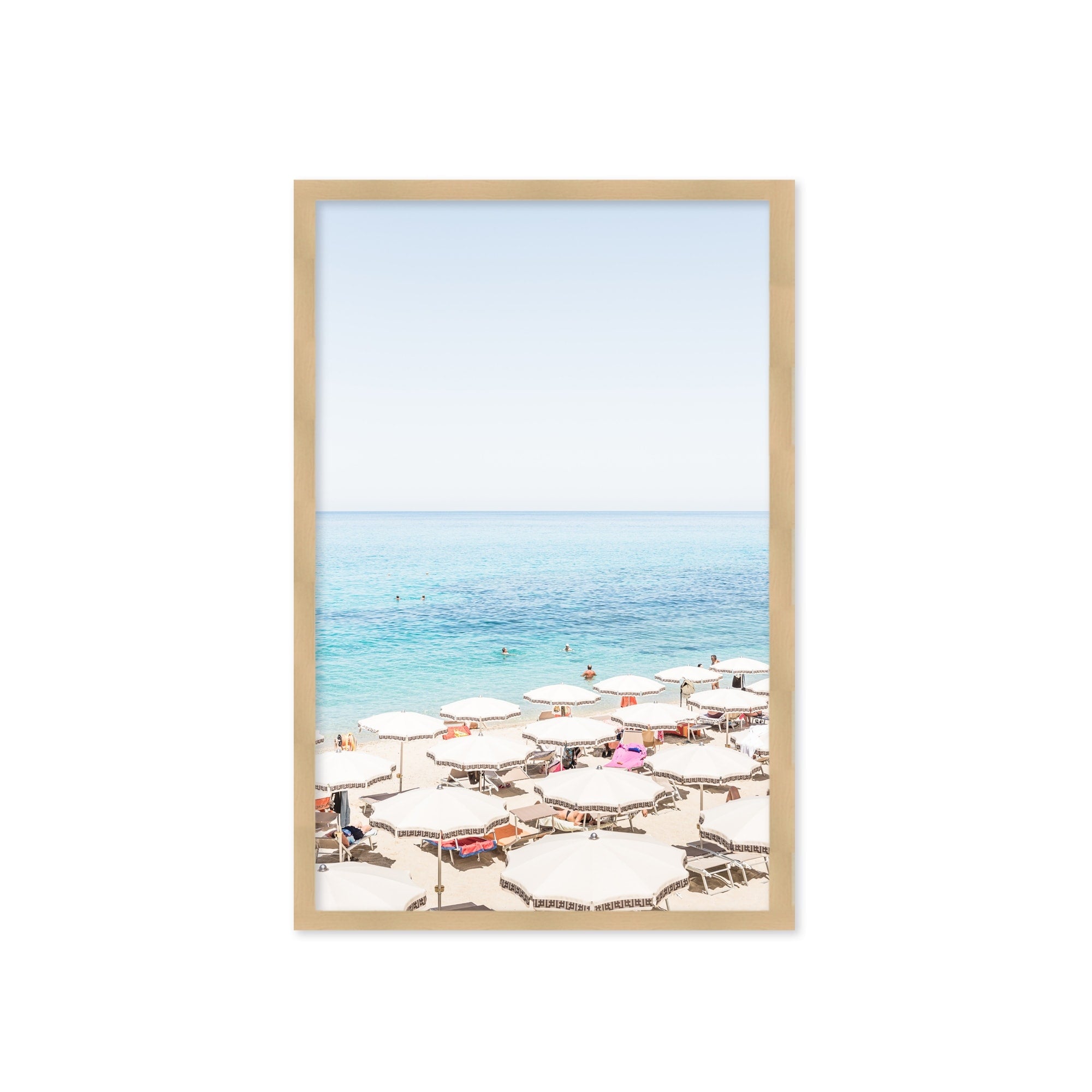 Tropea Beach Framed Textured Wall Art - Coastal Decor for Living Room, Bedroom & Office | Mediterranean Landscape Painting for Home & Office Decor