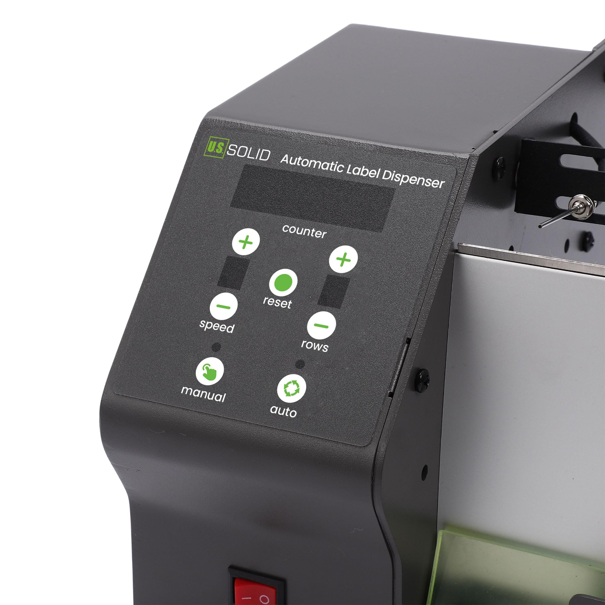 U.S. Solid Automatic Label Dispenser for Rolls & Fanfold Labels - Electric Label Applicator for Clear/Opaque Labels w/Counter, Preset Quantity & Adjustable Speed - Max 4.7