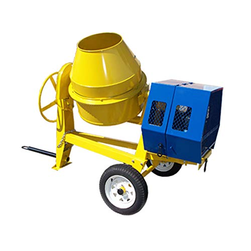 Prolinemax 9 Cubic Feet Yellow Alloy Steel Towable Cement Mixer with 12V Electric Starter & 13 HP OHV Engine @ 3600 RPM - Perfect for Construction Sites, DIY Projects, and Concrete Work