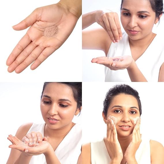 Rose & Sandalwood Coconut Face Wash Powder - 100% Natural Anti-Aging Formula for Hydration & Wrinkle Reduction (30g) | Gentle Daily Cleanser for Mature & Dry Skin | Perfect for Morning & Night Skincare Routine