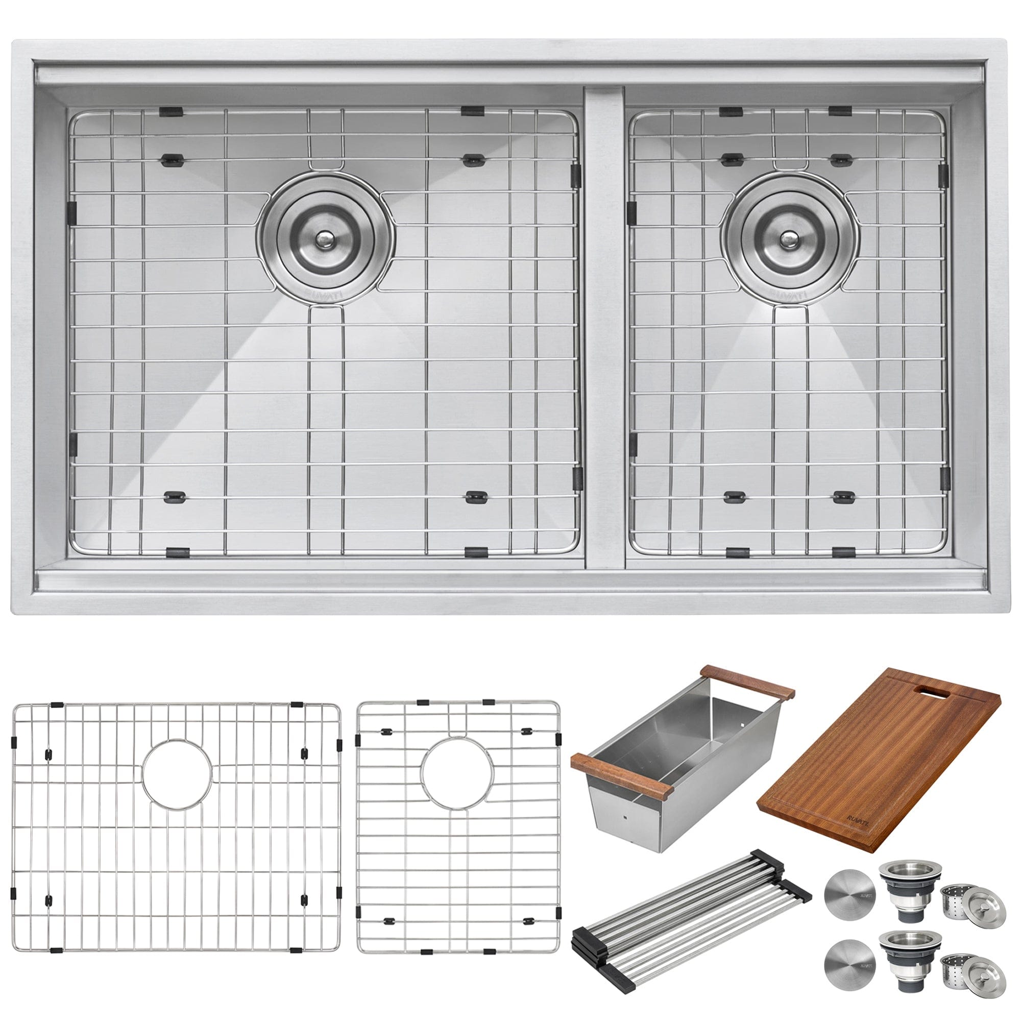 Ruvati Roma 33-Inch Stainless Steel Workstation Kitchen Sink with Ledge - RVH8356 | Perfect for Modern Kitchens & RV Camping