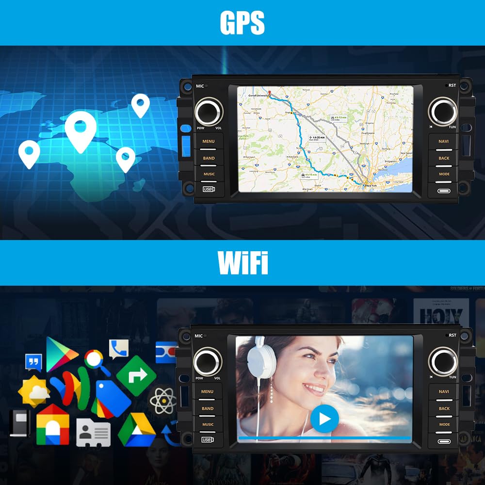 5G WiFi Android 13 Car Stereo for Dodge RAM 1500/2500/3500 (2009-2012) - Wireless CarPlay & Android Auto, GPS Navigation, HD Backup Camera, 2GB RAM 32GB ROM - Perfect for Road Trips & Daily Commuting