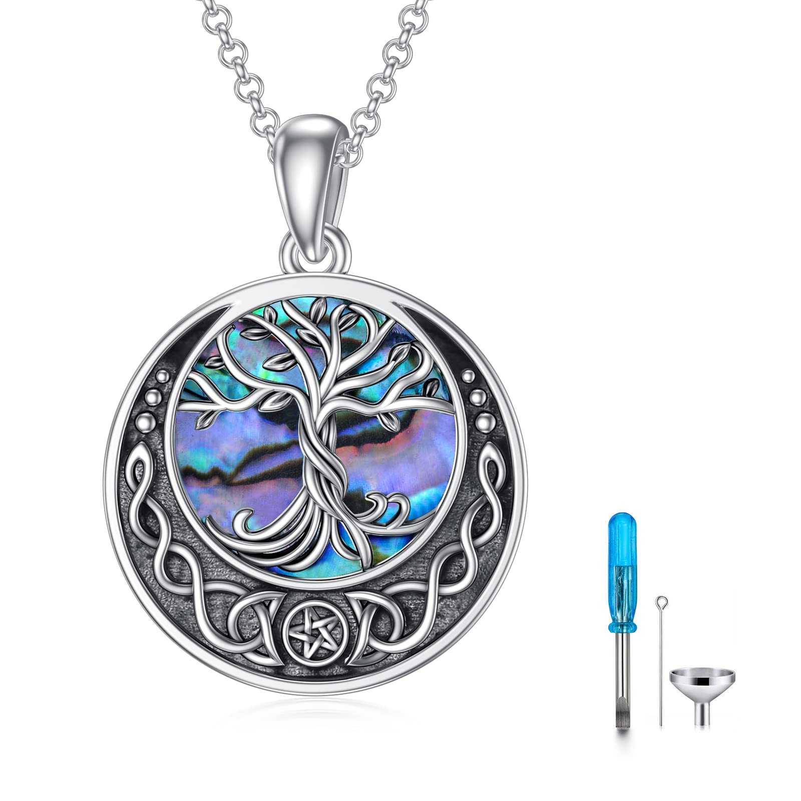 Sterling Silver Tree of Life Urn Necklace for Ashes - Celtic Cremation Memorial Jewelry Keepsake with Funnel Filler - Meaningful Sympathy Gift for Women & Men - Perfect for Remembrance, Funerals & Honoring Loved Ones