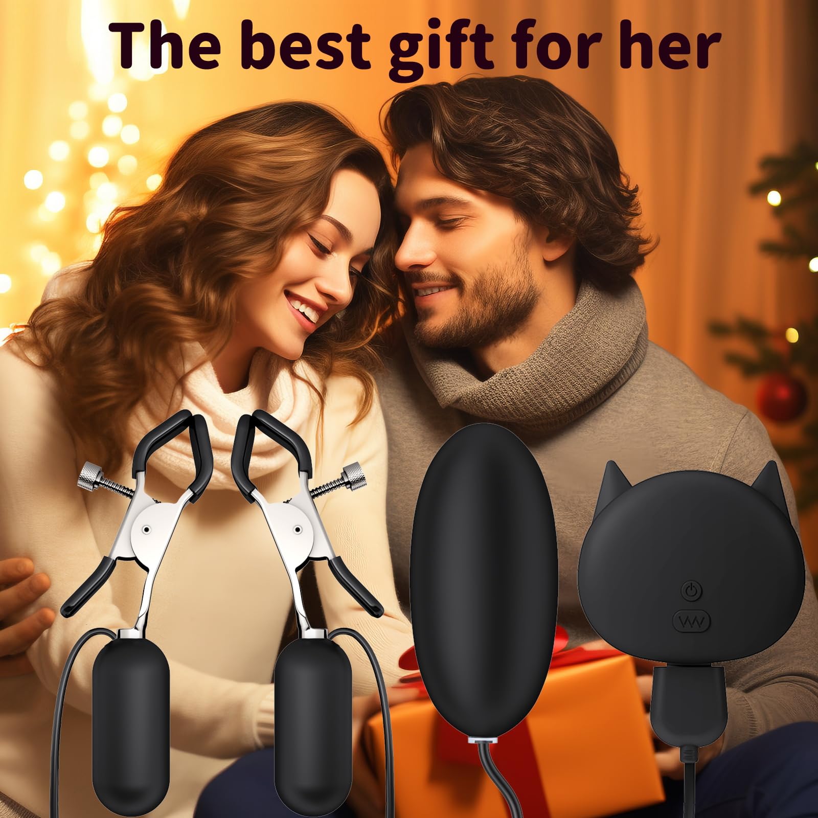 Sensitive Nipple Clamp Vibrators with 10 Vibration Modes - Clitoral Stimulation Toy for Women & Couples, Bullet Vibrator Included - Perfect for Foreplay & BDSM Play (Black)