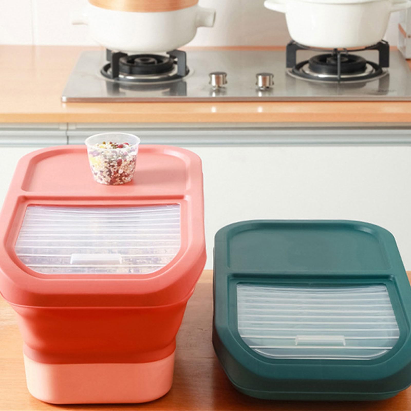 Foldable Food Storage Container with Lid - Airtight Seal for Dog Snacks, Meal Prep & Kitchen Organization | Portable, Space-Saving Design for Travel, Camping & Home Use