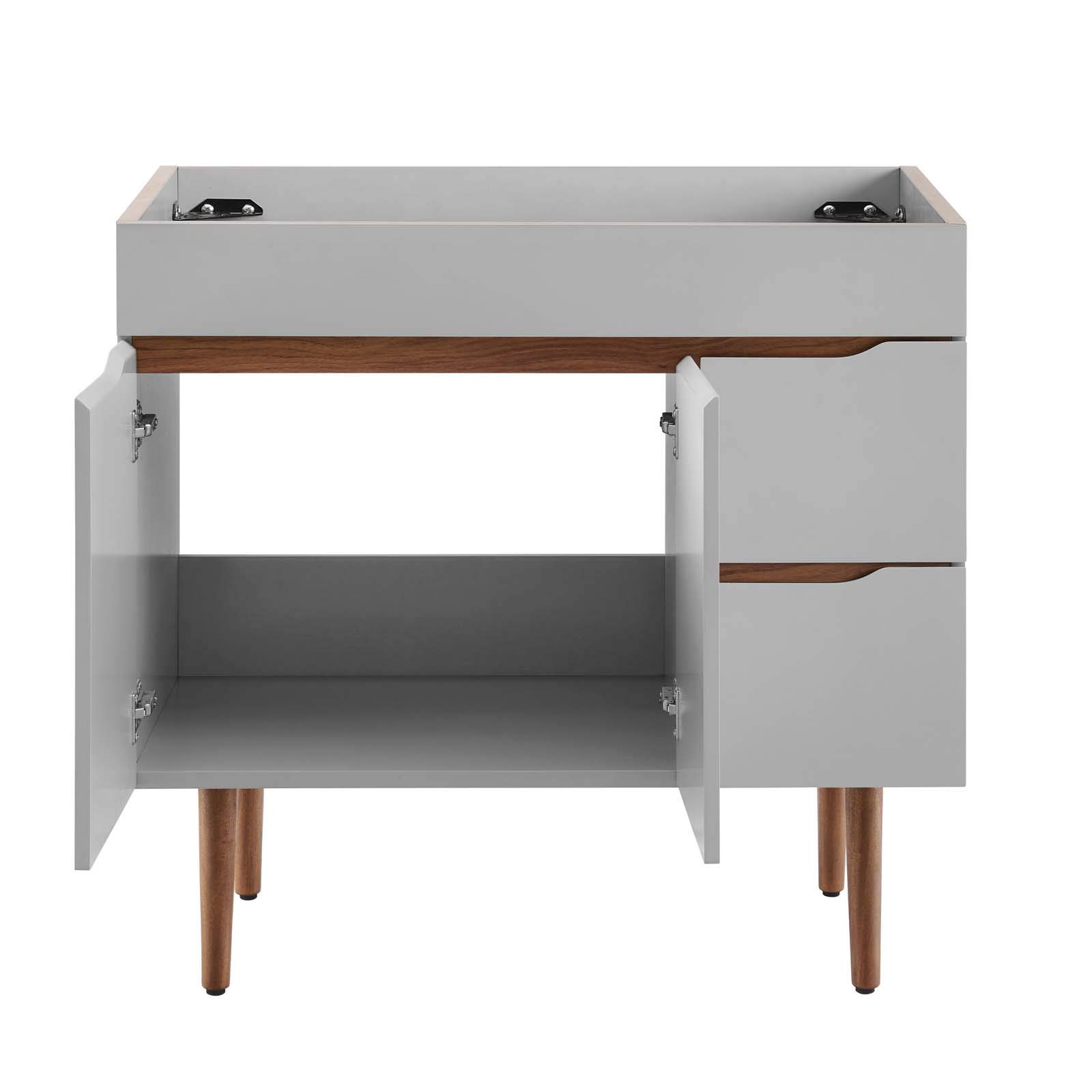Modway Harvest 36 Inch Gray Walnut Bathroom Vanity - Modern Bathroom Storage Cabinet with Countertop (Sink Not Included) | Perfect for Small Bathrooms, Powder Rooms & Home Renovations