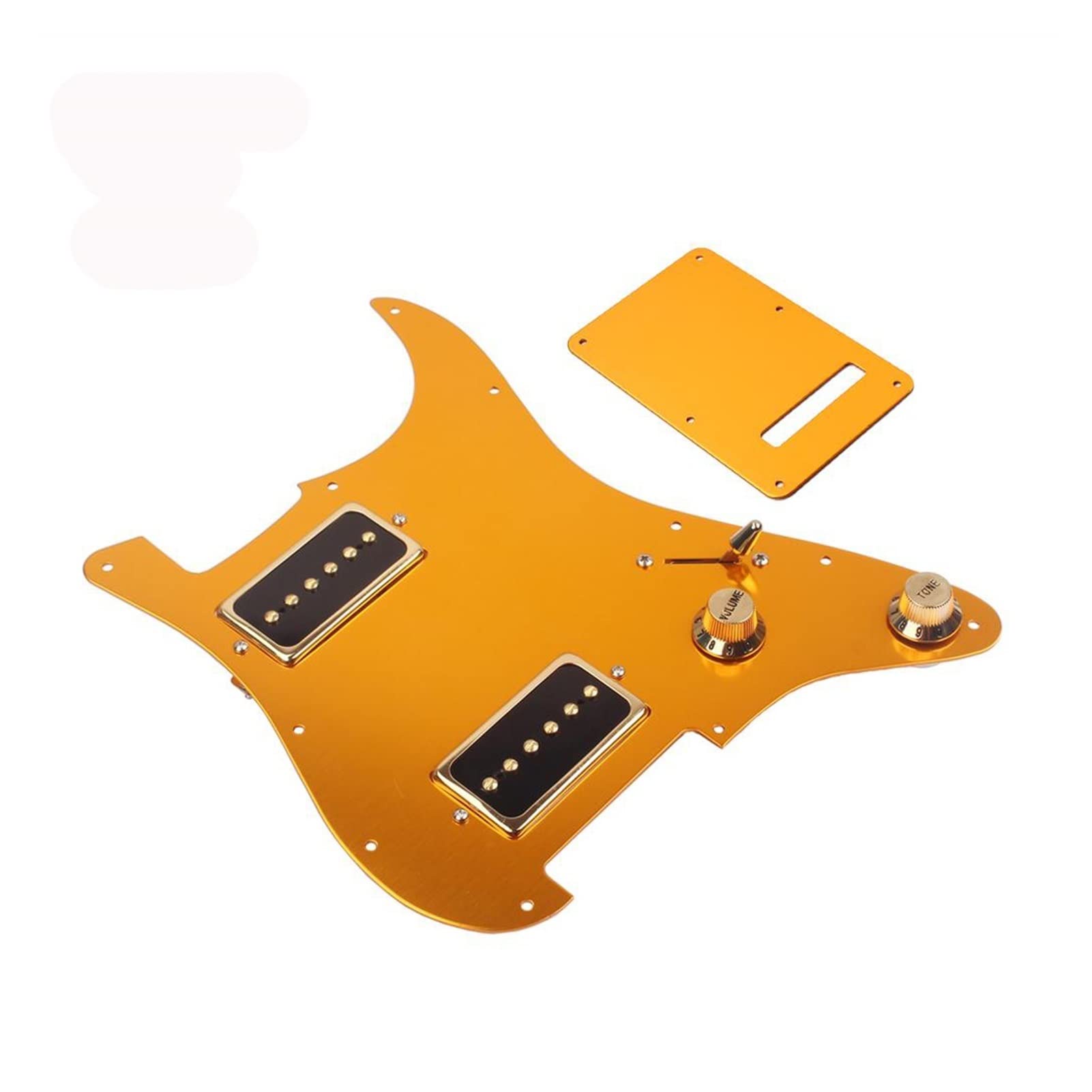 ST Electric Guitar Pickguard HH08 with Pickup Back Plate Set - Gold Loaded Replacement Part for Fender Stratocaster | Perfect for Guitar Upgrades & DIY Repairs