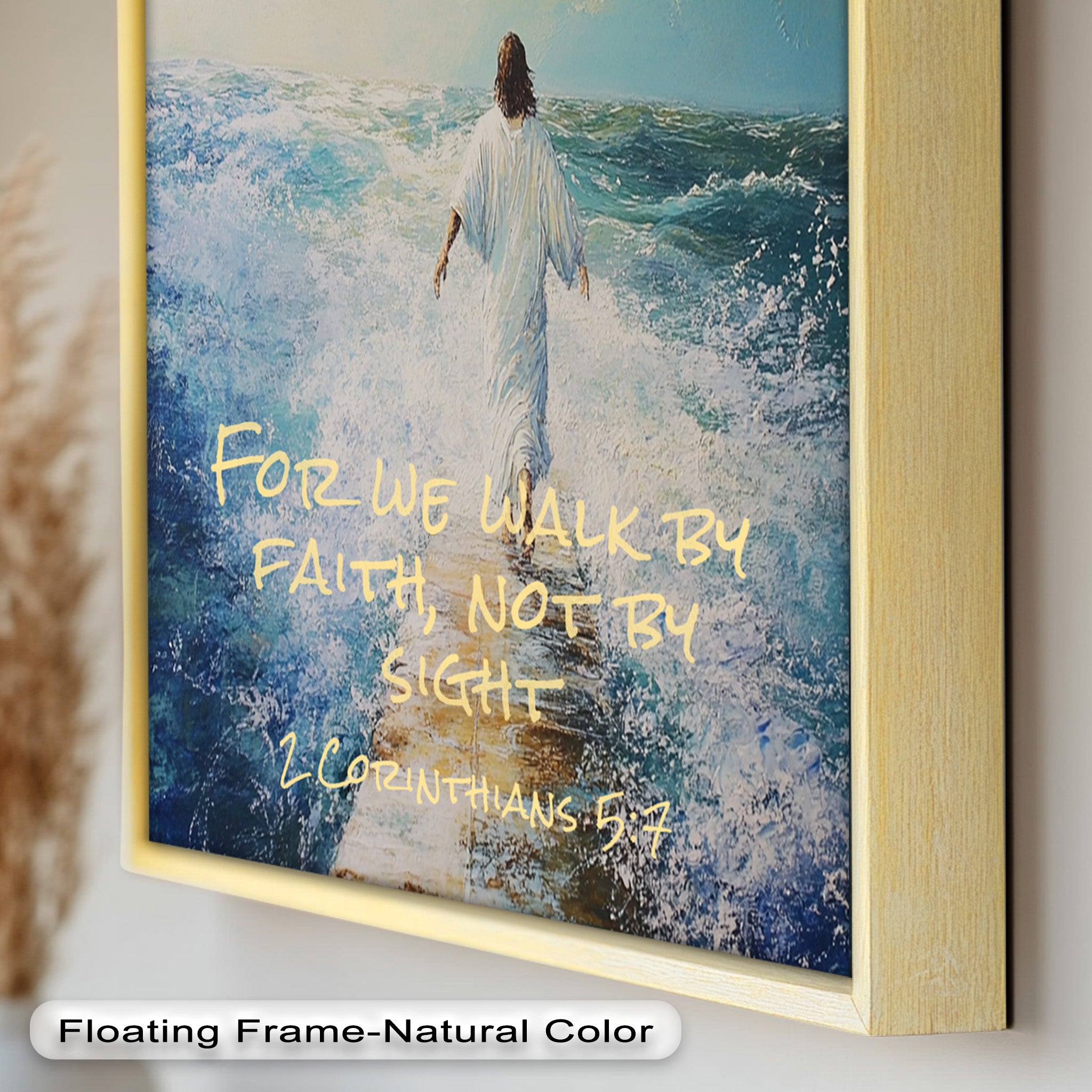 2 Corinthians 5:7 Walk by Faith Bible Verse Oil Painting - Inspirational Christian Wall Art for Home, Church & Office Decor