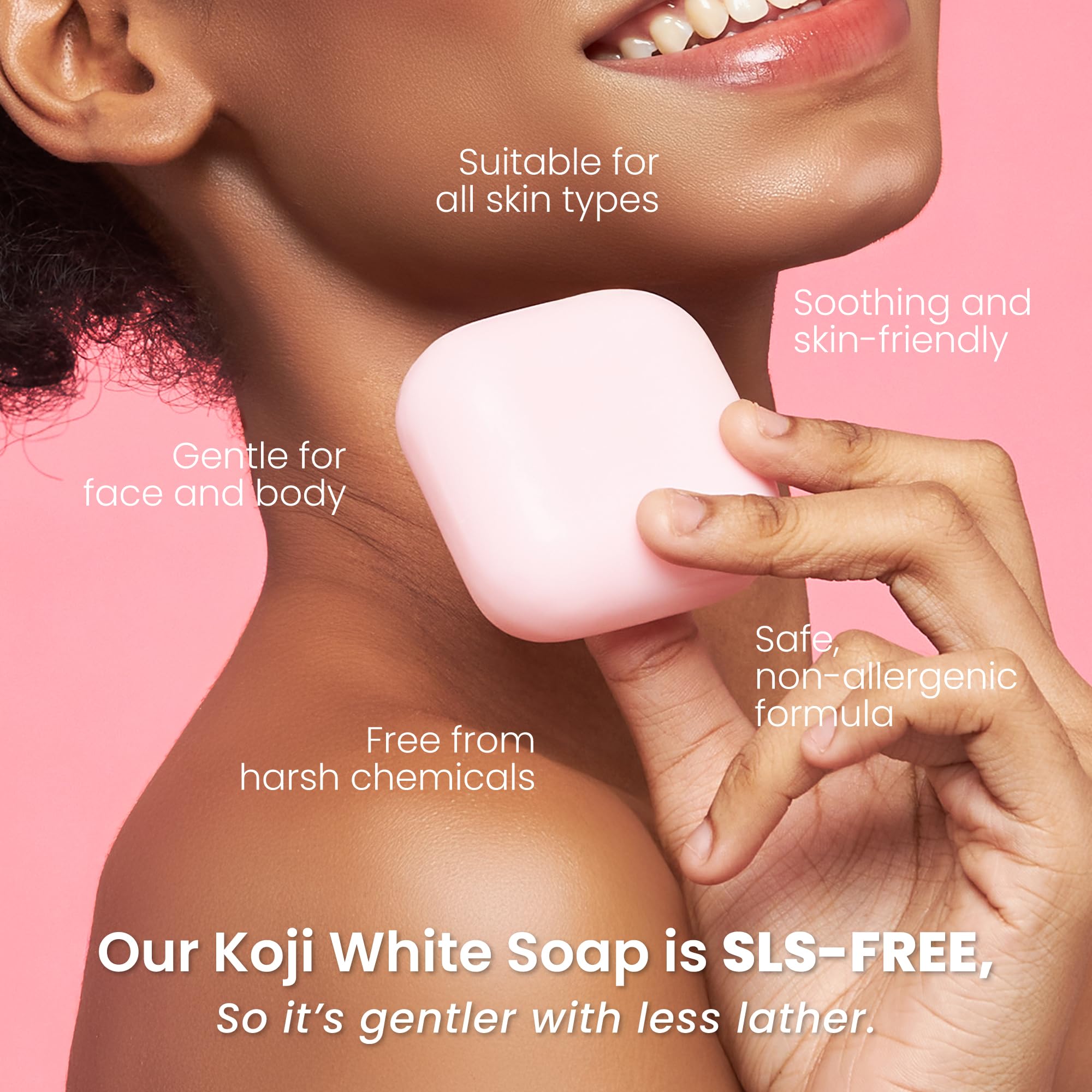 Koji White Kojic Acid & Collagen Skin Brightening Soap - Face & Body Cleanser for Glowing Skin, Moisturizing Bar to Reduce Wrinkles, Vegan & Paraben-Free, 2.82oz (2 Bars) - Perfect for Daily Skincare Routine & Hyperpigmentation Treatment