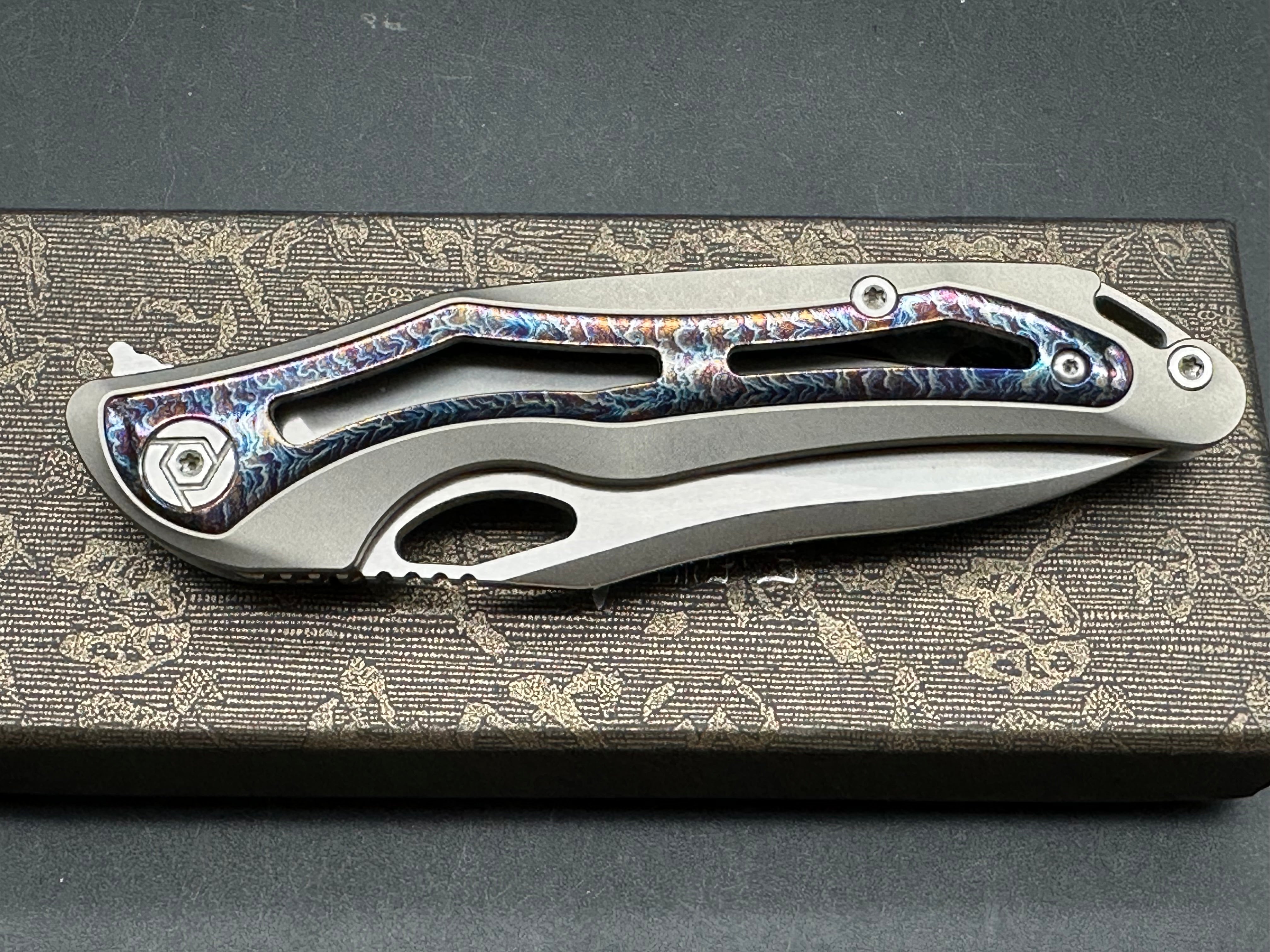 Premium CH KNIVES Spear Pocket Knife - Damascus Steel S35VN Blade with Titanium Handle - EDC, Camping, Survival & Outdoor Activities