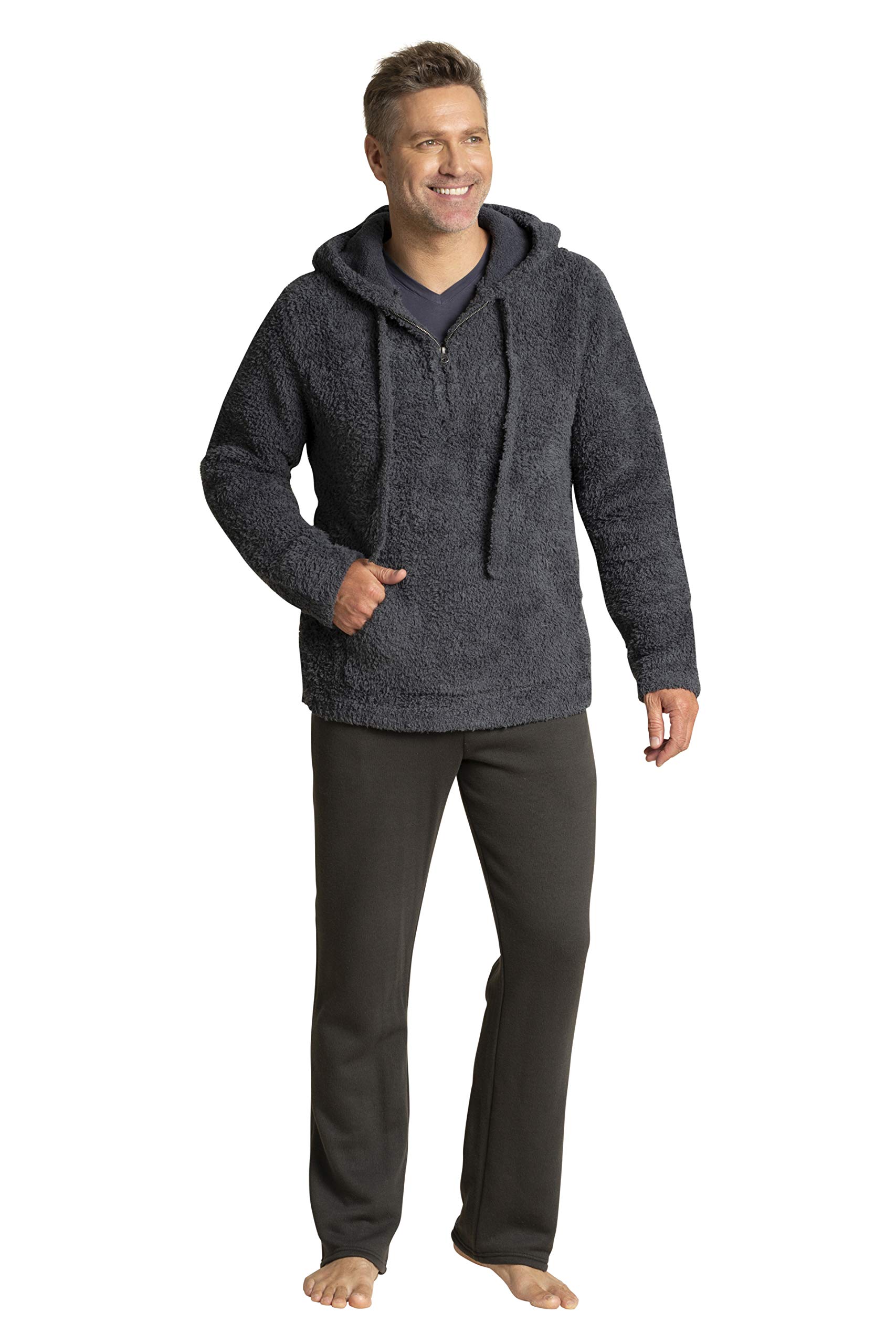 Barefoot Dreams CozyChic Men's Shearling Hoodie - Soft Knit Winter Sweatshirt for Men | Warm Fleece-Lined Pullover for Cold Weather & Outdoor Activities