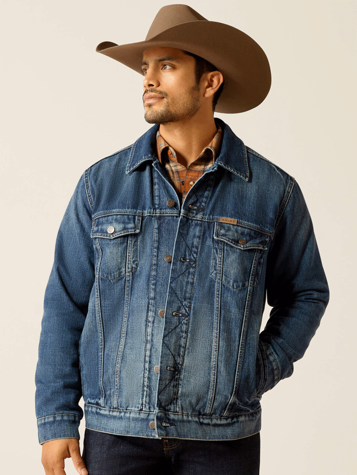 Ariat Men's Victor Denim Blanket Lined Trucker Jacket - Warm Workwear for Outdoor, Ranch & Casual Wear (Model 10051865)