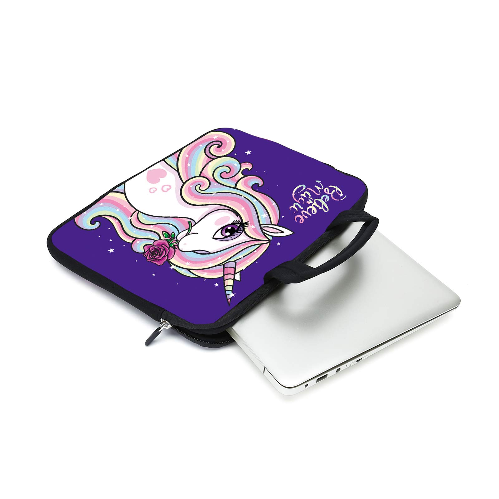 11.6-12.1 Inch Neoprene Laptop Sleeve Case for Chromebook, Notebook & Tablet - Lightweight Protective Computer Carrying Bag for Men, Women & Kids (Unicorn Design) - Perfect for School, Office & Travel
