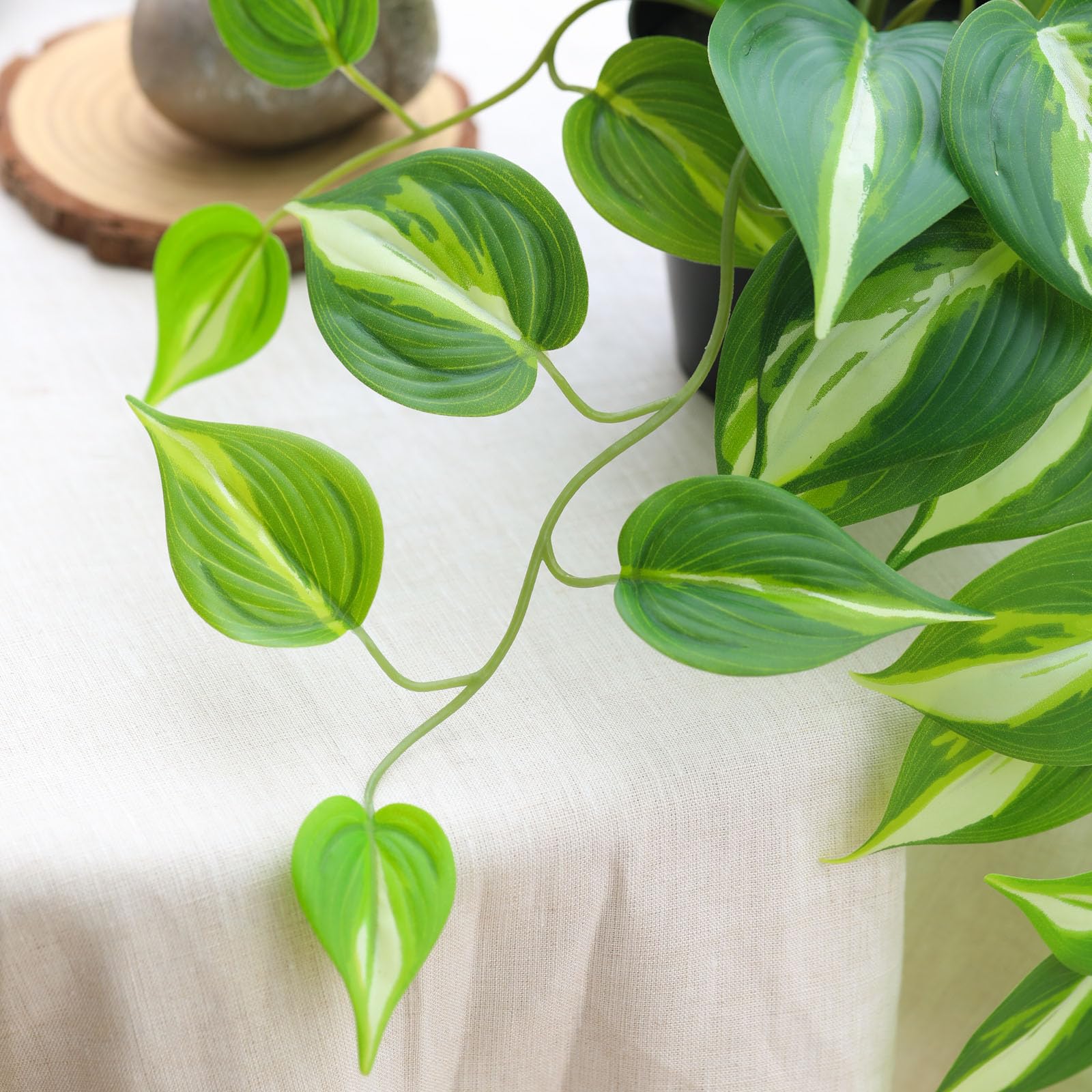 Artificial Devil's Ivy Golden Pothos Fake Hanging Plant - 26 Inch Lifelike Silk Potted Vine for Wall Decor, Home, Office, Patio - Indoor & Outdoor Use (Perfect for Living Room, Bedroom, Balcony Decor)