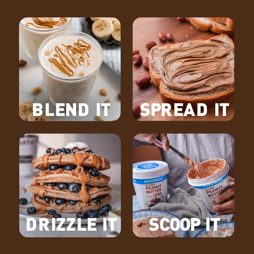 MYFITNESS Crunchy Peanut Butter Chocolate Protein Spread - Non-GMO, Gluten-Free, All Natural, No Preservatives - 1.25kg High Protein Snack for Fitness, Keto Diet & Healthy Breakfast