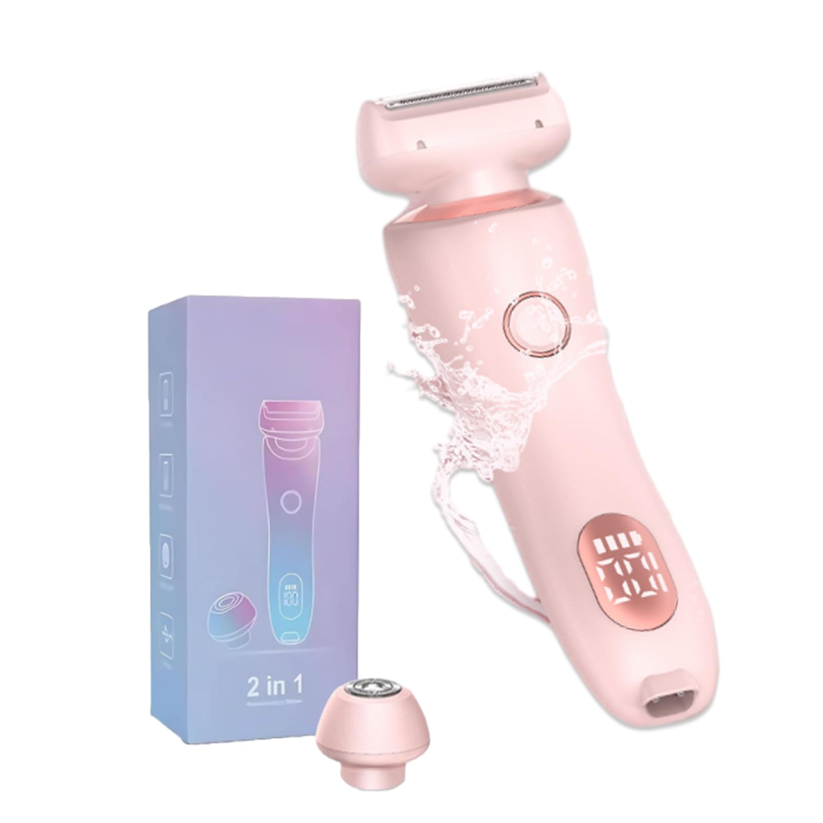 Vantique 2-in-1 Electric Shaver for Women - Wet & Dry Rechargeable Lady Shaver with Detachable Head & Travel Case - Smooth Hair Removal for Legs, Bikini & Underarms (Pink) - Perfect for Travel, Gym & Everyday Use