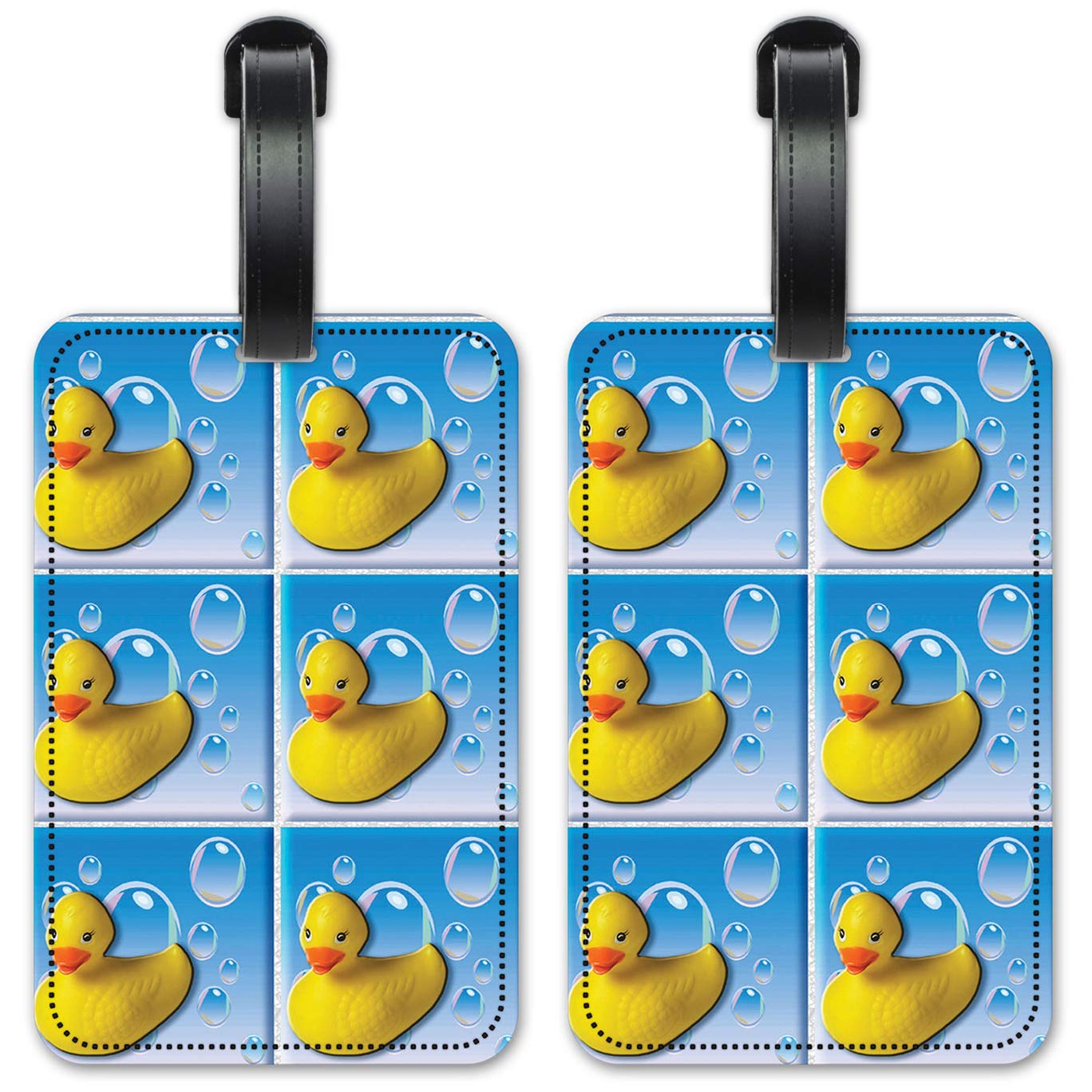 Waterproof Rubber Duck Luggage ID Tags - Set of 2 Cute Suitcase Identification Cards for Travel Accessories | Perfect for Kids Backpacks, Carry-Ons & Checked Bags