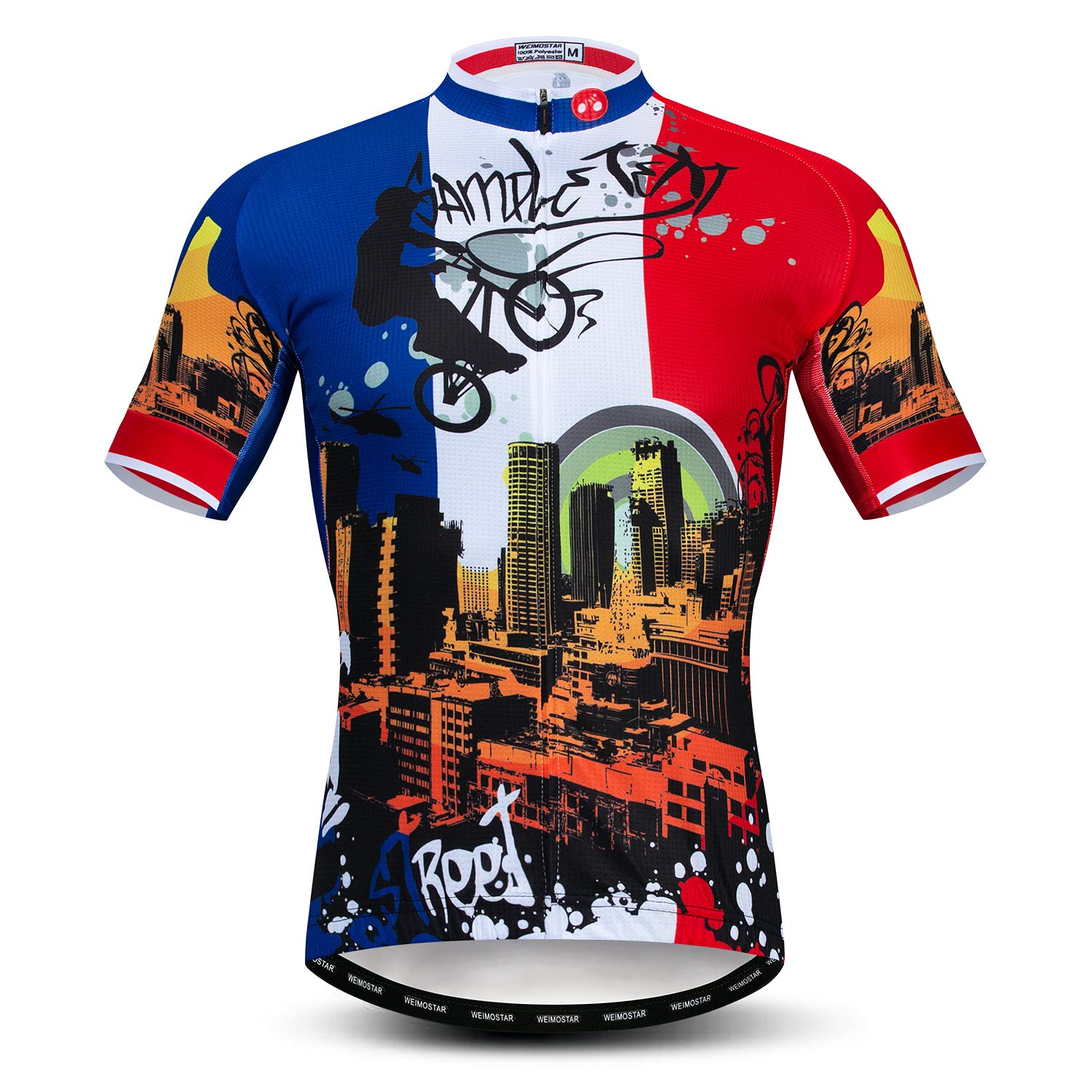 JPOJPO Men's Cycling Jersey - Breathable Short Sleeve Bike Shirt with 3 Back Pockets for Road & Mountain Biking | Moisture-Wicking Bicycle Clothing for Summer Training & Outdoor Sports