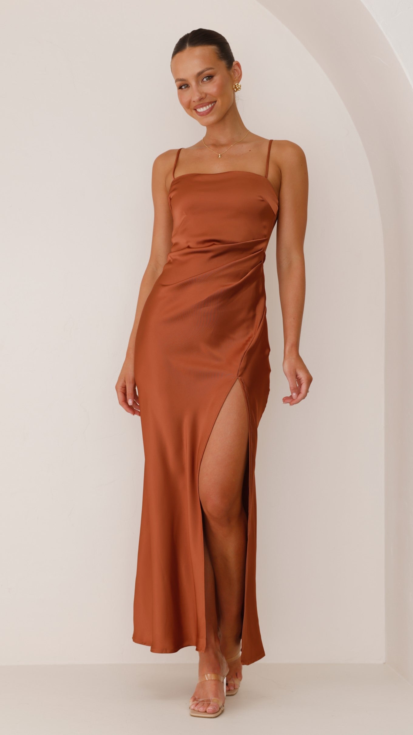 Ilana Maxi Dress in Copper - Elegant Boho Flowy Long Dress for Women, Perfect for Beach, Vacation, and Summer Outfits
