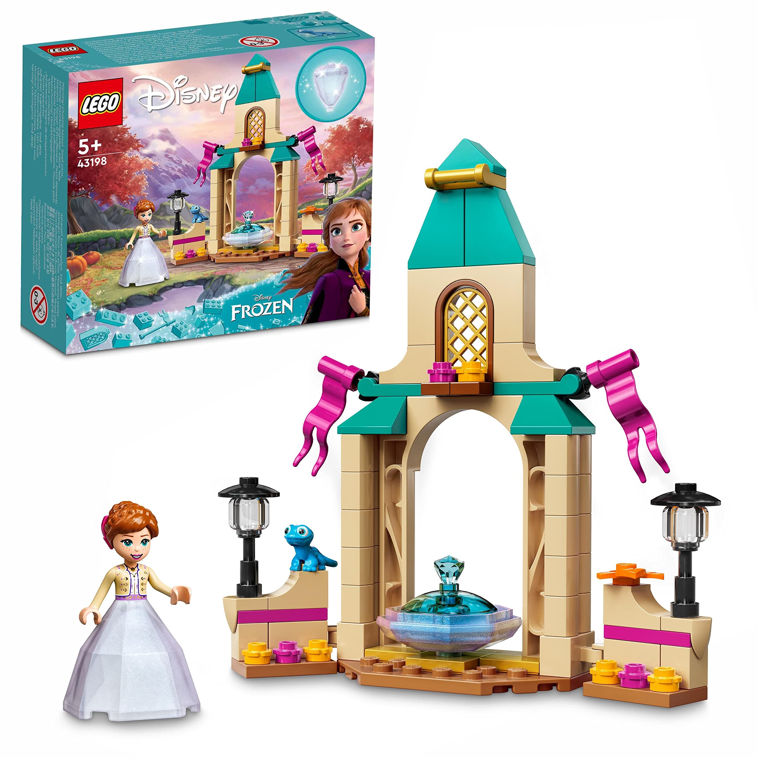 LEGO 43198 Disney Anna's Castle Courtyard Building Toy for Kids with Mini Snow Queen 2 Doll & Diamond Dress - Perfect for Disney Fans, Birthday Gifts & Creative Playtime