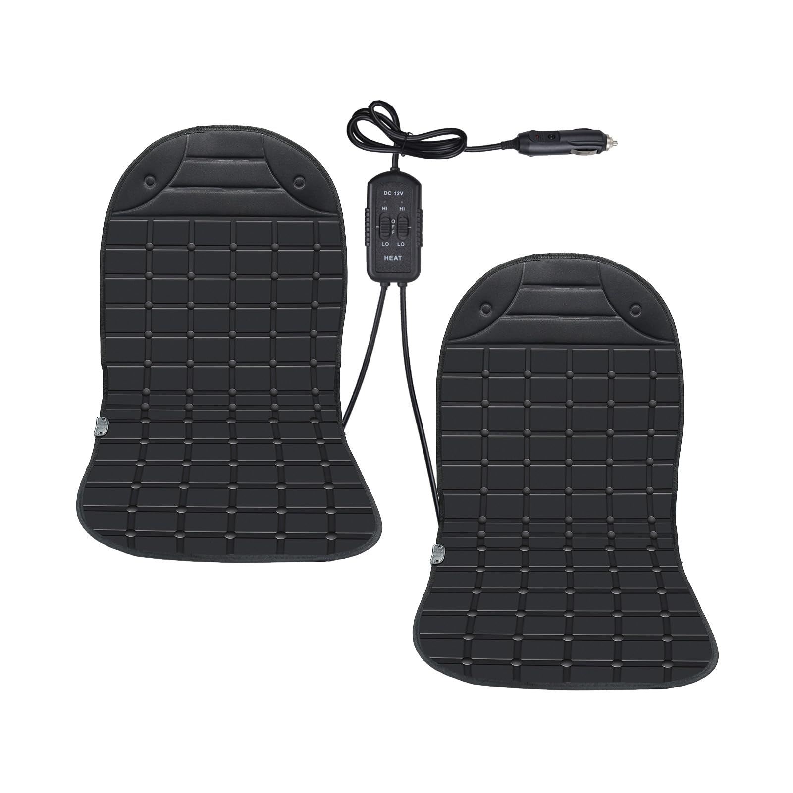 Premium Adjustable Winter Seat Covers with Buckle - 2-Pack Black Car Seat Cushions for Back & Seat Support - Perfect for Cold Weather Commuting & Long Road Trips