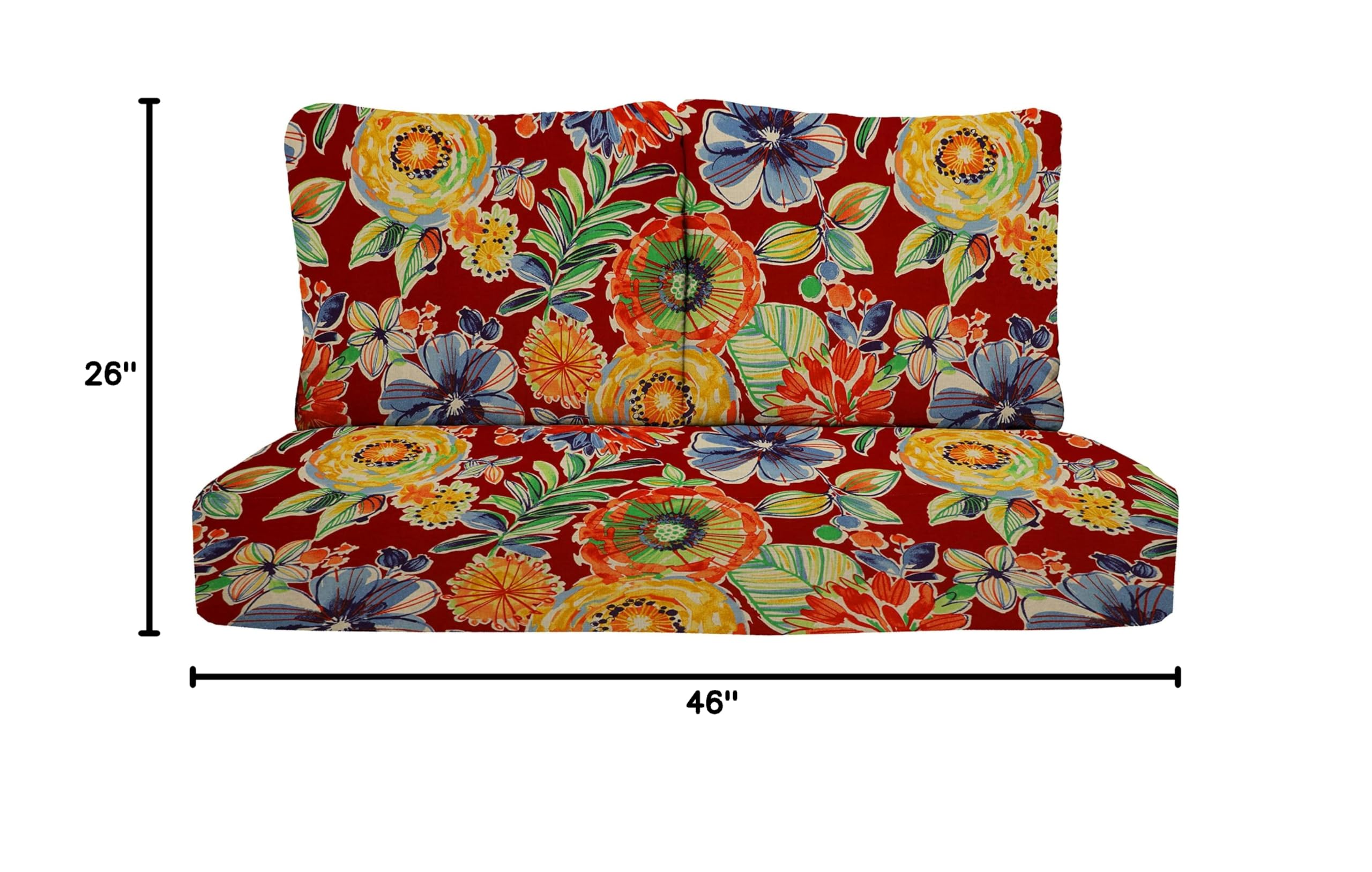 RSH DECOR: 46” x 26” Deep Seating Loveseat Cushion Set - All-Weather Spun Fabric, Outdoor Foam Settee with Pillow Back Cushions for Patio Furniture (Colsen Berry) - Perfect for Outdoor Lounging, Garden Relaxation & Backyard Decor