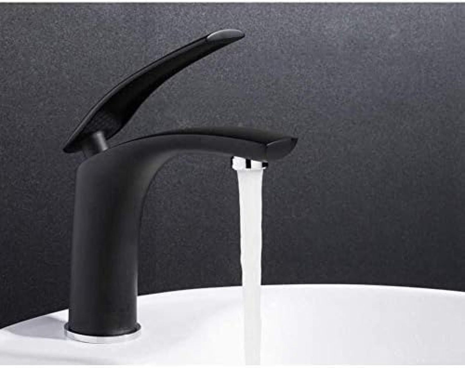 CRJUS Solid Black Brass Single Handle Kitchen Faucet - Hot & Cold Water Mixer Tap for Sink - Durable Bathroom & Kitchen Sink Faucet for Modern Home Decor