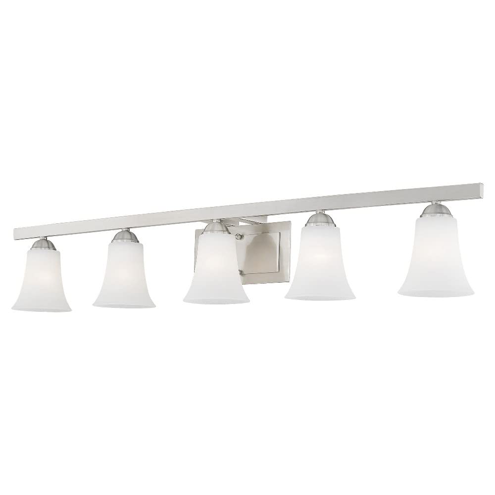 Livex Lighting 6485-05 Transitional 5-Light Bathroom Vanity Light - Polished Chrome Finish, Ridgedale Collection | Perfect for Modern Bathrooms, Powder Rooms & Spa-Like Retreats