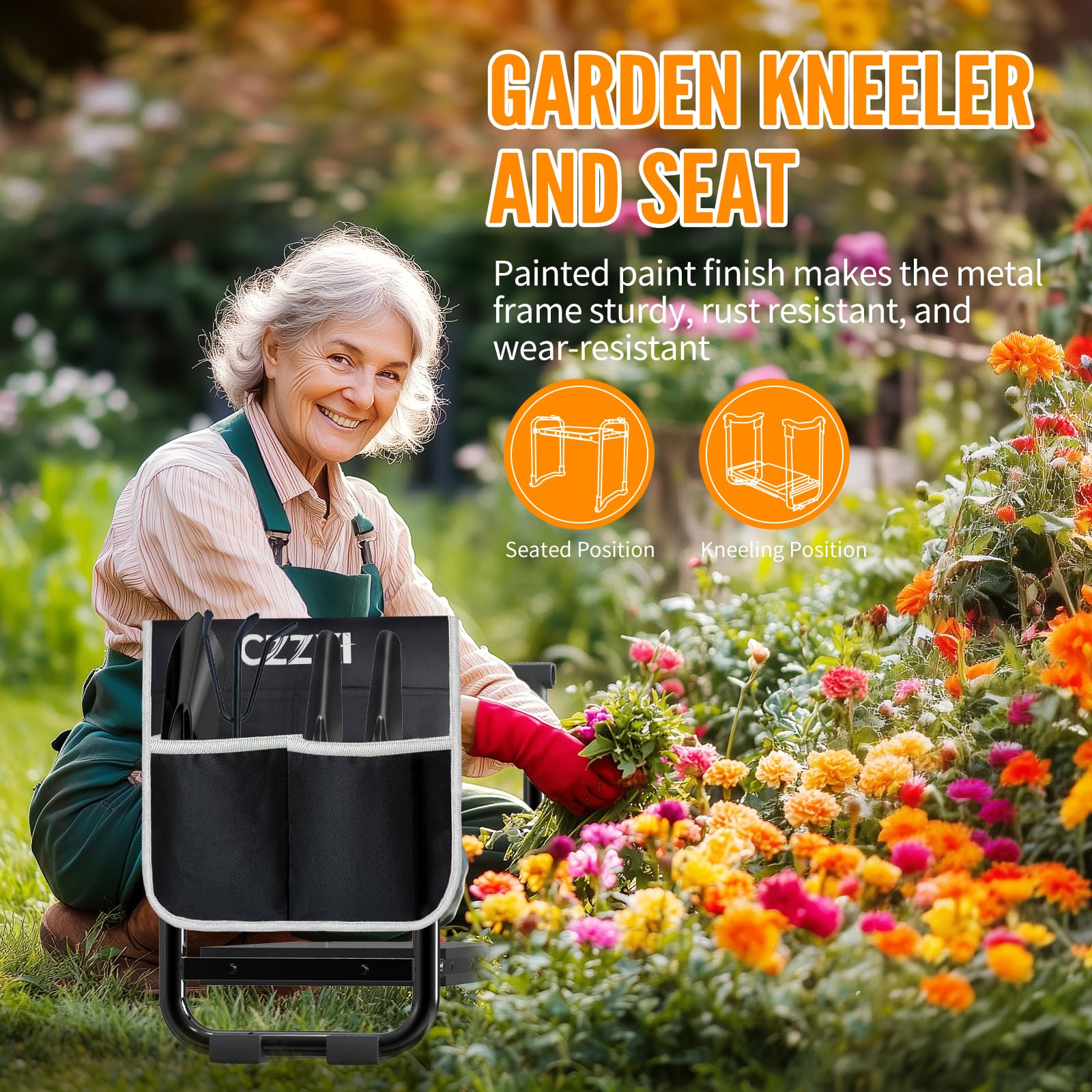 **Heavy Duty Garden Kneeler and Seat with Thick Kneeling Pad - Gardening Stool with Tool Pouch & Storage Bag - Perfect for Seniors & Outdoor Gardening Gifts**    *(Ideal for Planting, Weeding, and Comfortable Gardening - Great for Elderly & Back Pain Relief)*