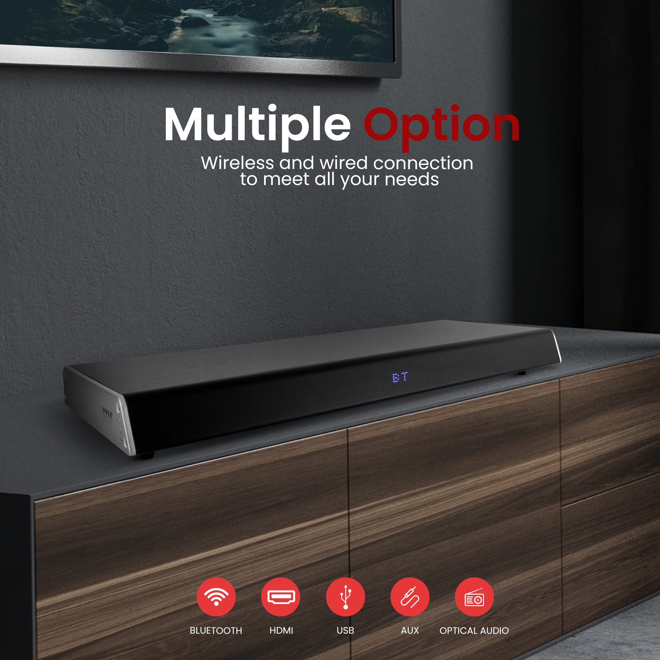 Pyle PSBV630HDBT Bluetooth Sound Bar - Wireless Home Theater Speaker System with Deep Bass for TV, Movies & Music | Perfect for Living Room & Bedroom Entertainment