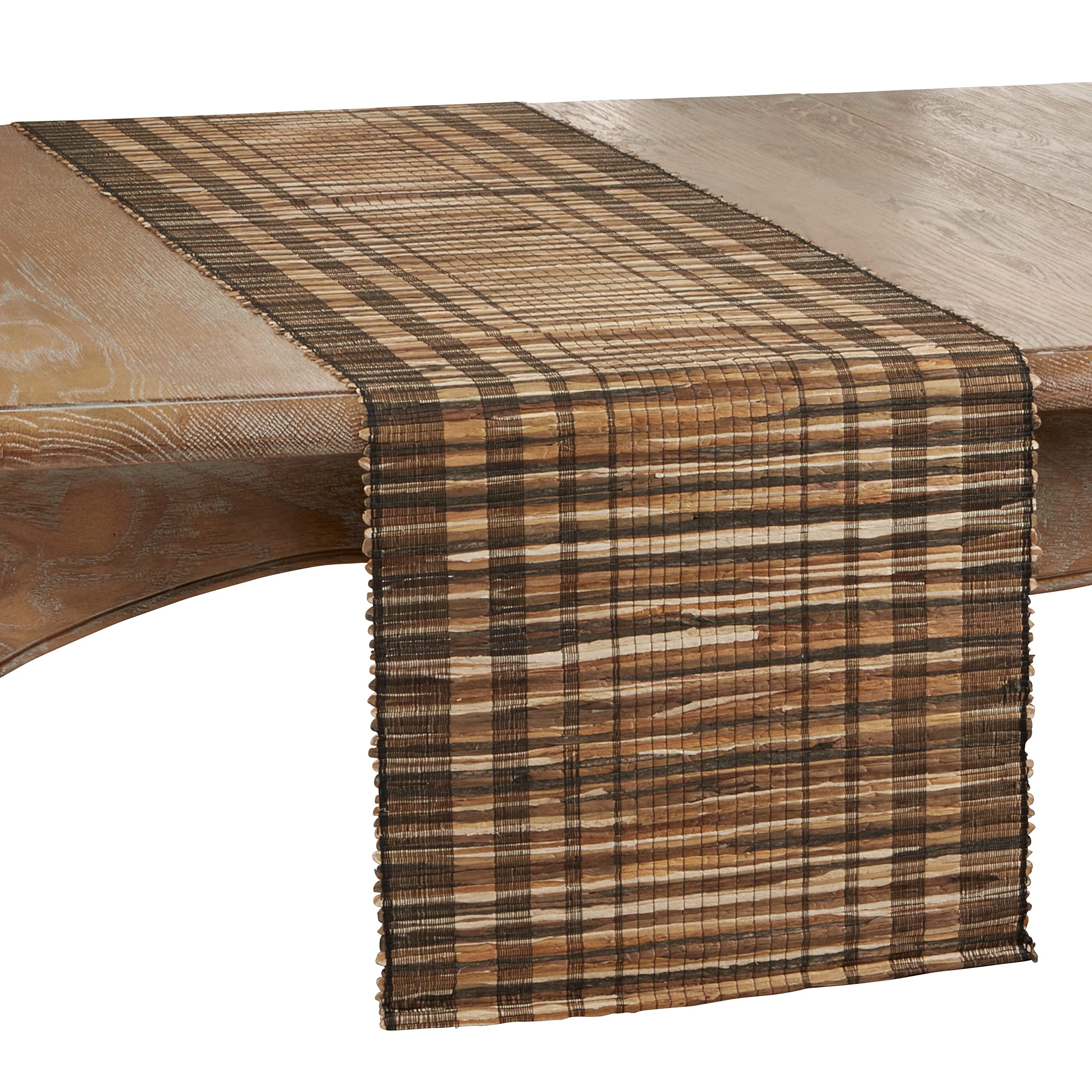 Eco-Friendly Striped Water Hyacinth Table Runner - Handwoven Natural Fiber Dining Table Decor for Farmhouse, Boho & Coastal Home Decor | Perfect for Weddings, Parties & Everyday Use