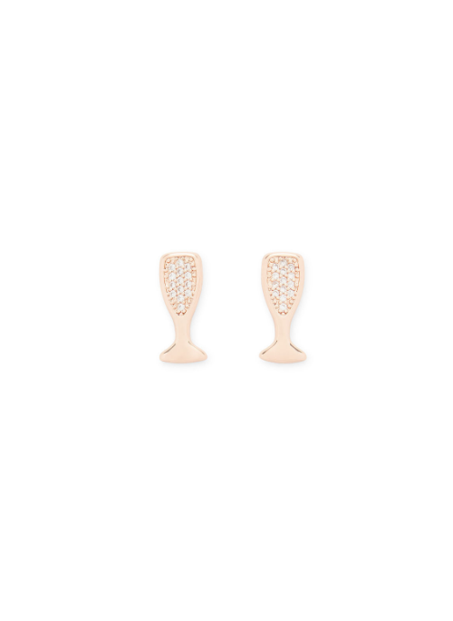 Rose Gold Champagne Stud Earrings for Women - Elegant & Hypoallergenic Cubic Zirconia Earrings for Daily Wear, Parties & Special Occasions