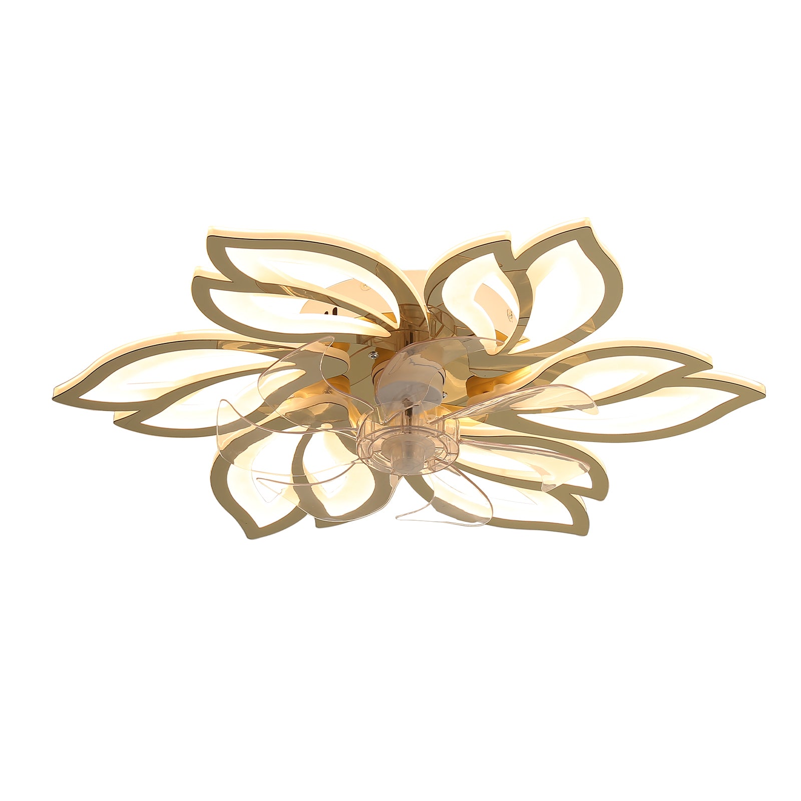 25.5 Inch Modern Ceiling Fan with Light - Remote Control, 3 Color Temperatures & 6 Speeds, Titanium Gold Finish - Perfect for Bedroom, Living Room, and Office