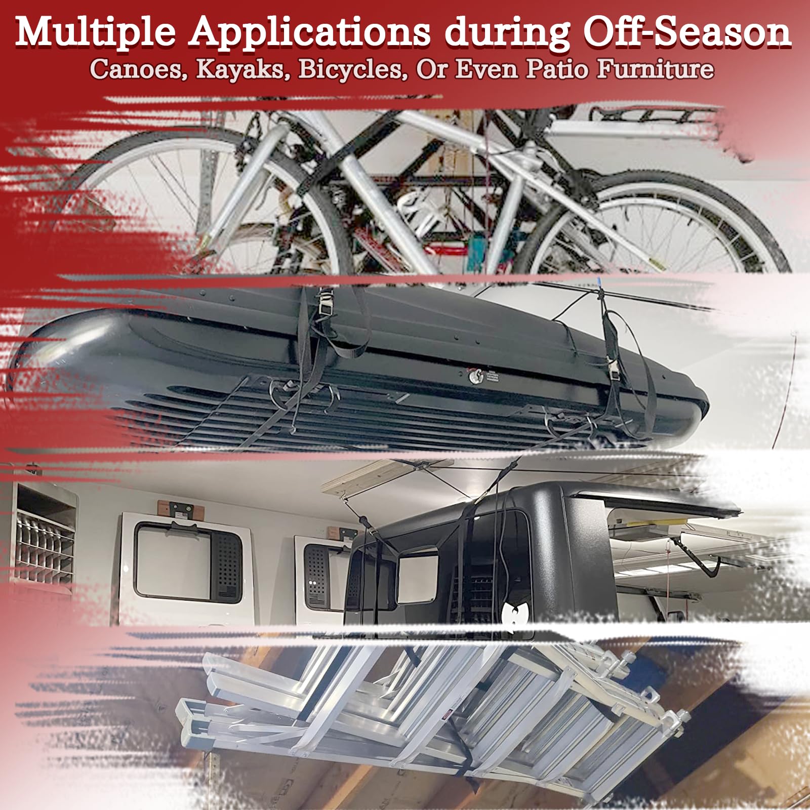Jeep Wrangler Hard Top Removal Lift - Single Person Roof Hoist for JL & JK Models | Compatible with Ford | Anti-Drop Safety System | 8-16 ft Ceiling Support | Includes 6 T-Knobs | Perfect for Garage Storage & Off-Road Enthusiasts