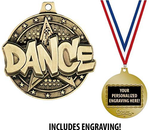 Custom Engraved 2 Inch Gold Dance Competition Medals - Personalized Award for Ballet, Jazz & Hip Hop Performances - Perfect for Dance Recitals, Competitions & Student Achievements