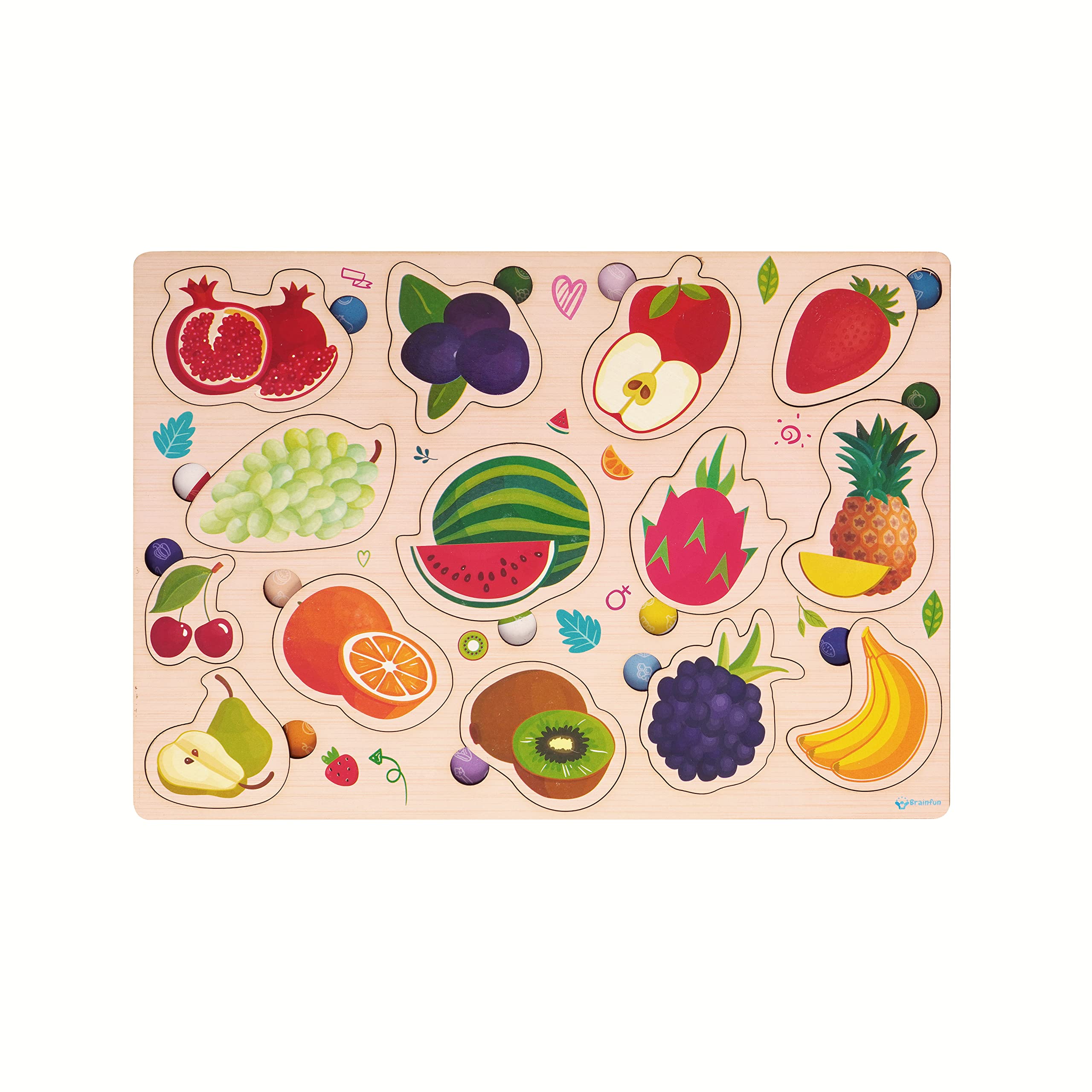 Aebco Wooden Fruit Puzzles for Toddlers - Montessori Learning Toys for Boys & Girls - Educational Gift for Kids - Perfect for Preschool & Homeschool Learning - Fun Playtime & Early Childhood Development