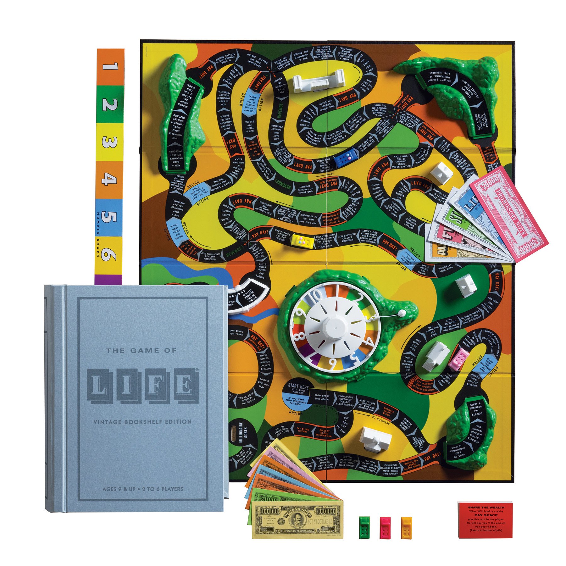WS Game Company The Game of Life Vintage Bookshelf Edition Board Game - Classic Family Strategy Game for Adults & Kids - Perfect for Game Nights, Family Gatherings & Nostalgic Fun