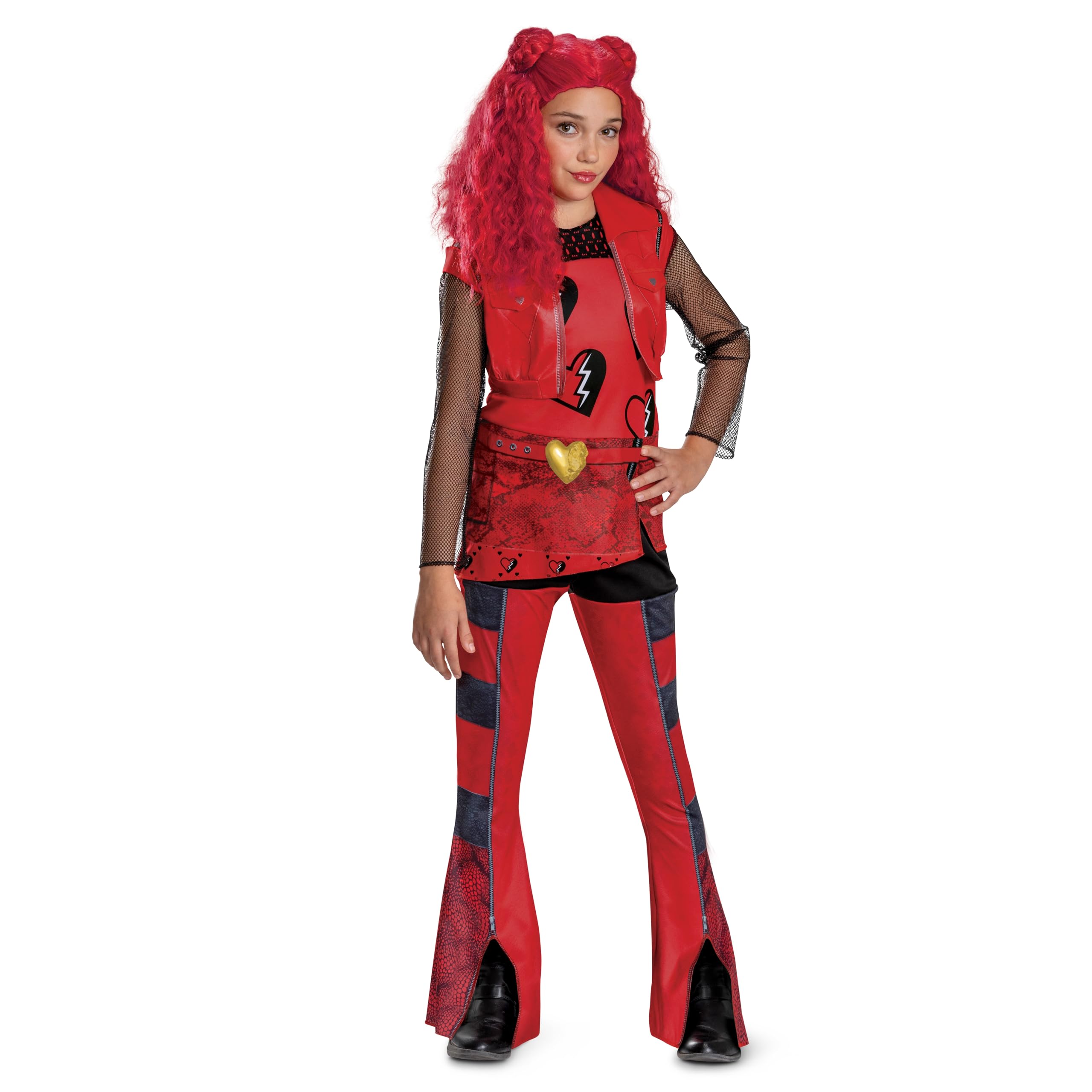 Official Disney Descendants The Rise of Red Costume Jumpsuit for Kids - Halloween Dress Up, Cosplay & Birthday Party Outfit