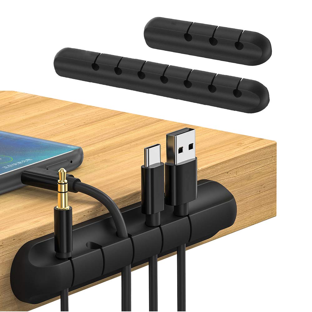 3 Pack Silicone Adhesive Cable Clips - Cord Management Organizer for Computer Power Cords, USB Charging Cables & Mouse Wires (7/5/3 Slots) - Perfect for Office Desk, Home Workspace & Cable Organization