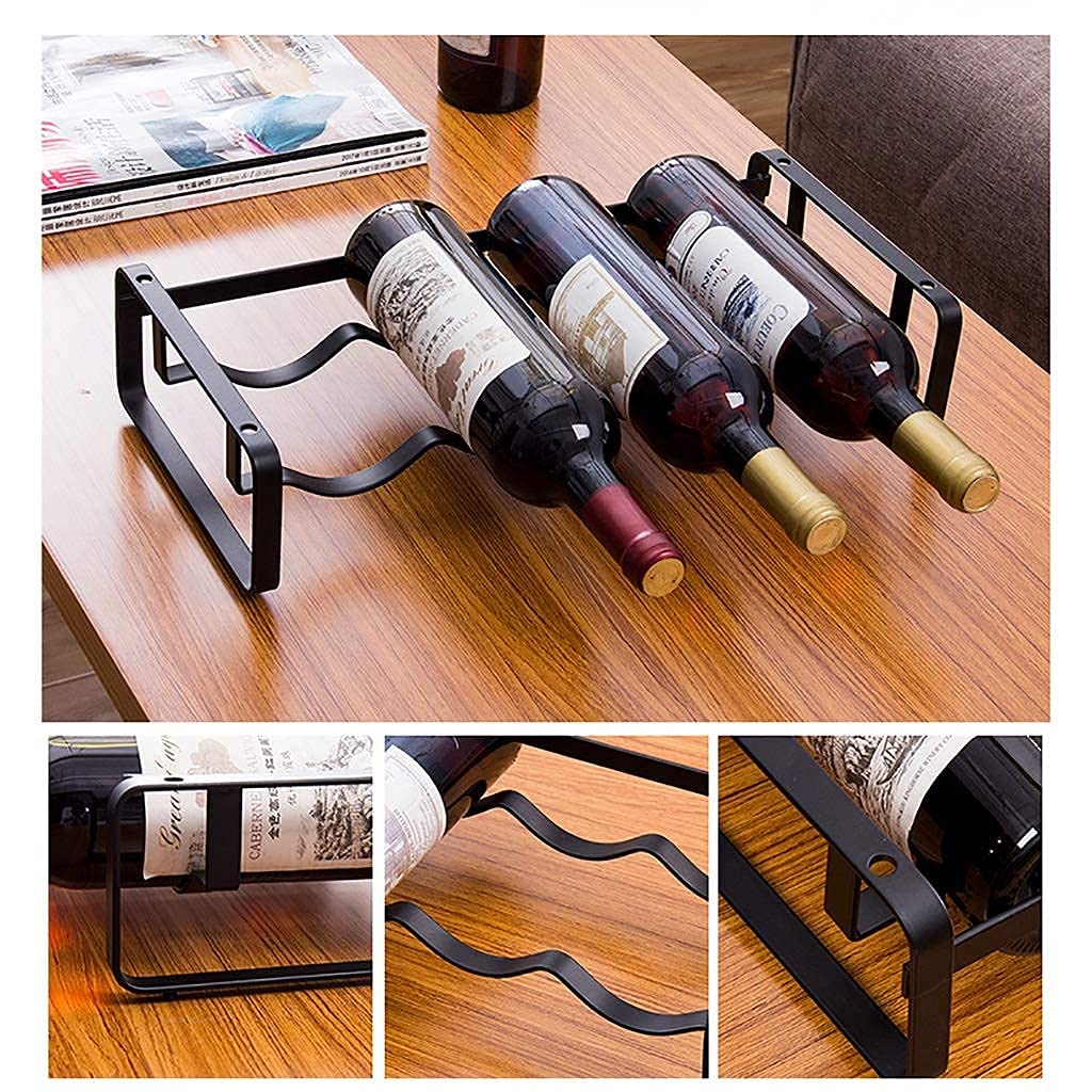 Foldable Iron Wine Rack Holder - 4 Bottle Capacity - Space Saving Kitchen & Living Room Decor - Perfect for Home Bar, Dining Room, and Gift Giving