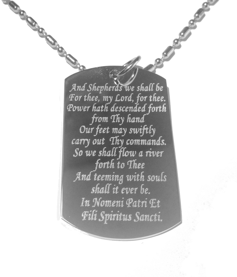 Shark Hat Family Aequitas Veritas Saints Prayer Logo Military Dog Tag Necklace - Durable Metal Chain for Men & Women, Perfect for Travel, Luggage ID, and Fashion Accessories
