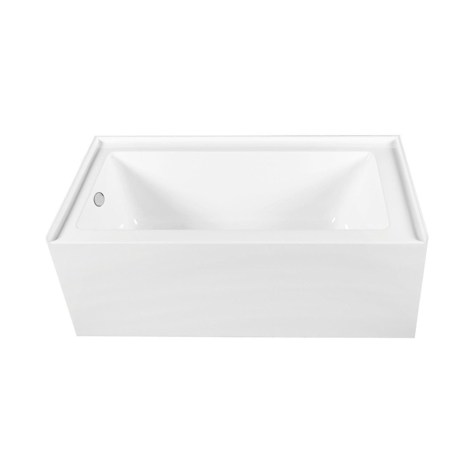 Aqua Eden 60 Inch Acrylic Rectangular 3 Wall Alcove Bathtub - Left Hand Drain, Glossy White with Polished Chrome Trim | Perfect for Modern Bathroom Renovations and Spa-Like Retreats