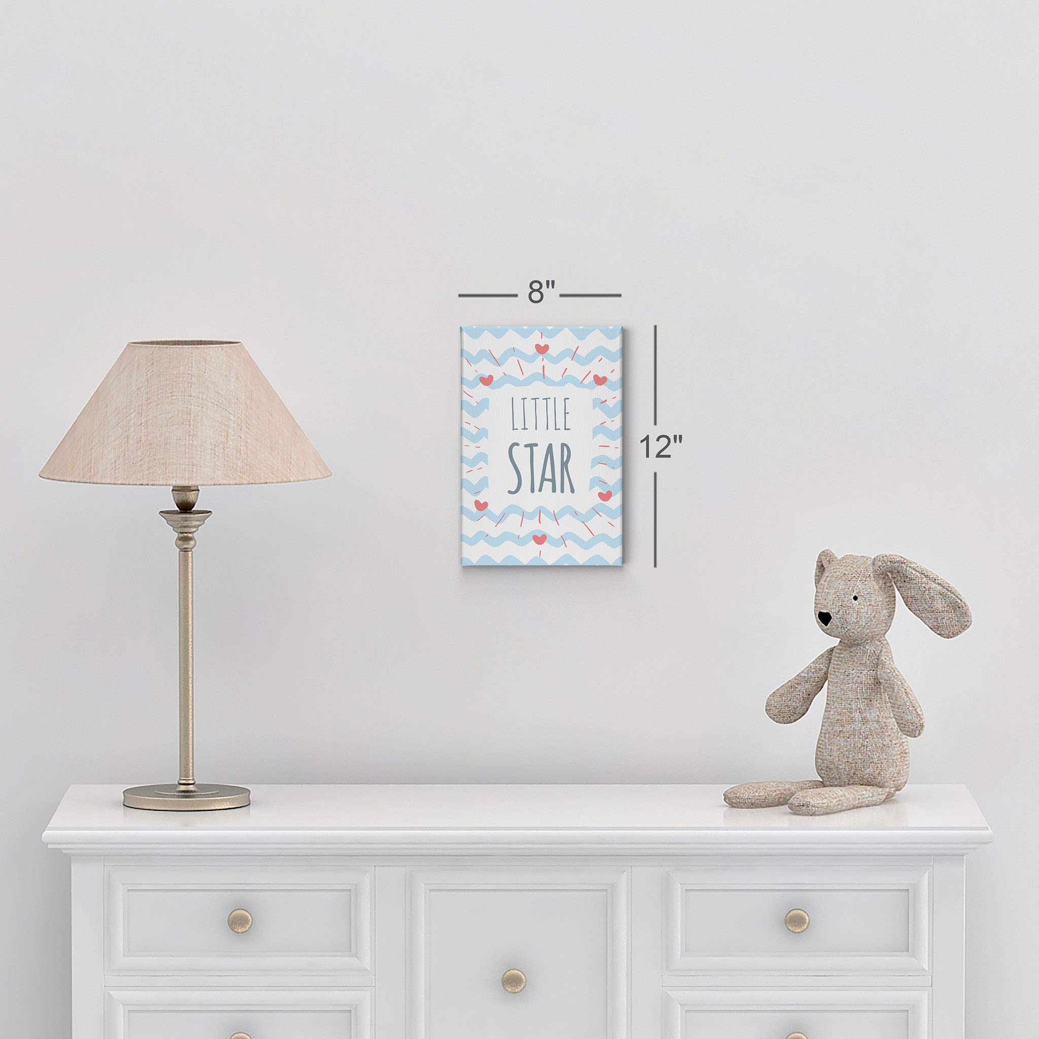 Smile Art Design Little Star Lettering Blue and White Canvas Print - Nursery Wall Art for Baby & Kids Room Decor - Ready to Hang 28x19 - Made in USA | Perfect for Nursery, Bedroom & Playroom Decorations