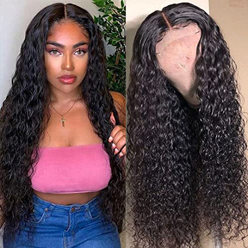 24 Inch Human Hair Lace Front Wigs for Black Women - Water Wave Glueless Wigs with 4X4 Lace Closure, Pre-Plucked Natural Look | Perfect for Daily Wear, Cosplay, and Special Occasions