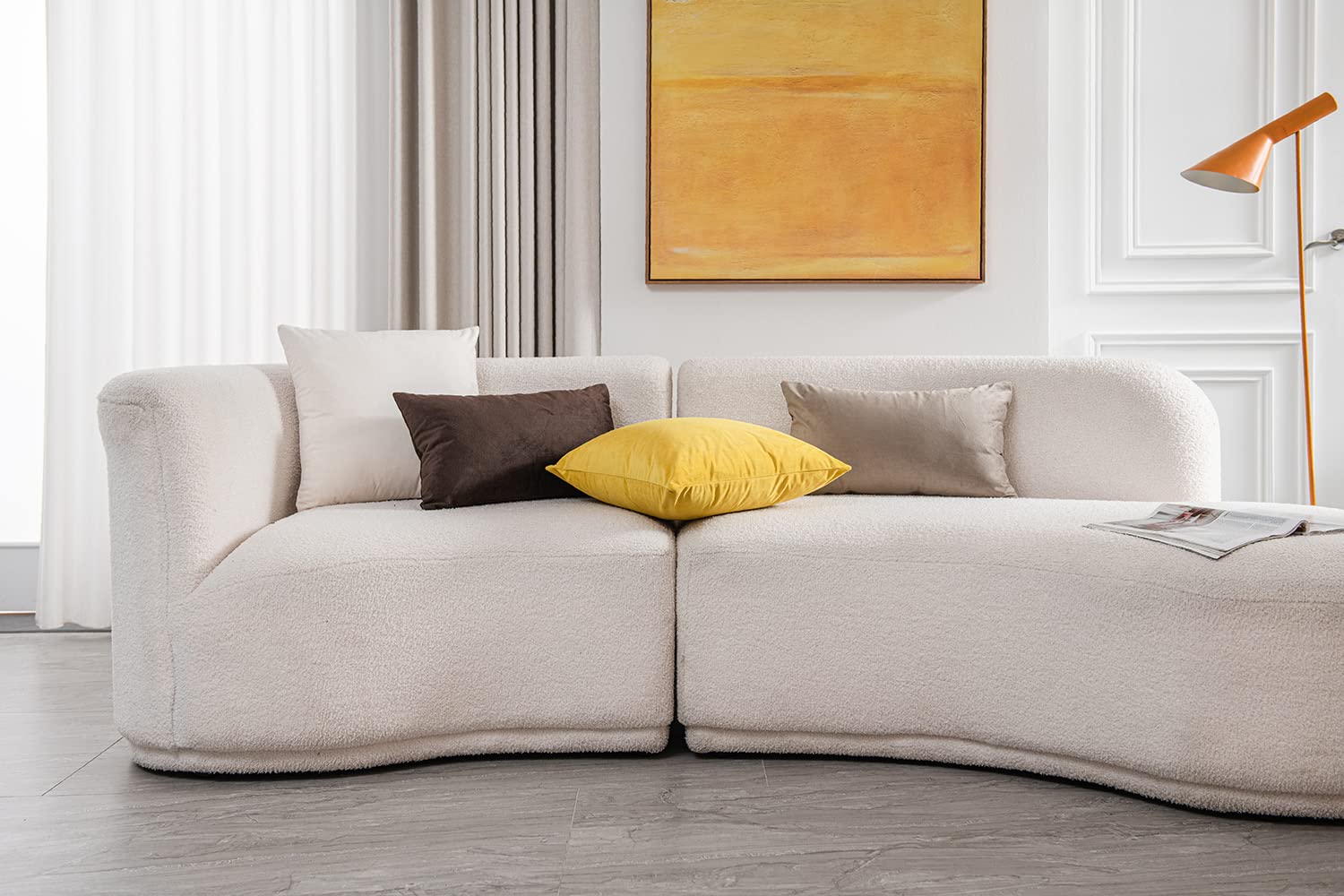 DEZENE 20x20 Inch Yellow Velvet Couch Pillow Covers - 2 Pack Soft Square Throw Pillow Cases for Farmhouse Decor | Perfect for Sofa, Bed & Living Room Accents