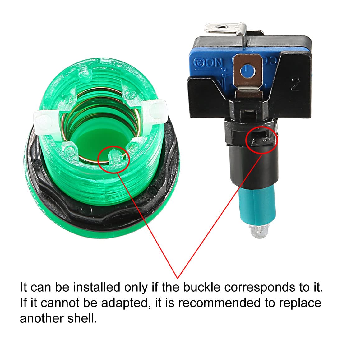 uxcell 33.5mm Round 12V LED Illuminated Arcade Push Button Switch with Micro Switch - Green (6 Pack) for Video Games, DIY Cocktail Cabinets & MAME Controllers